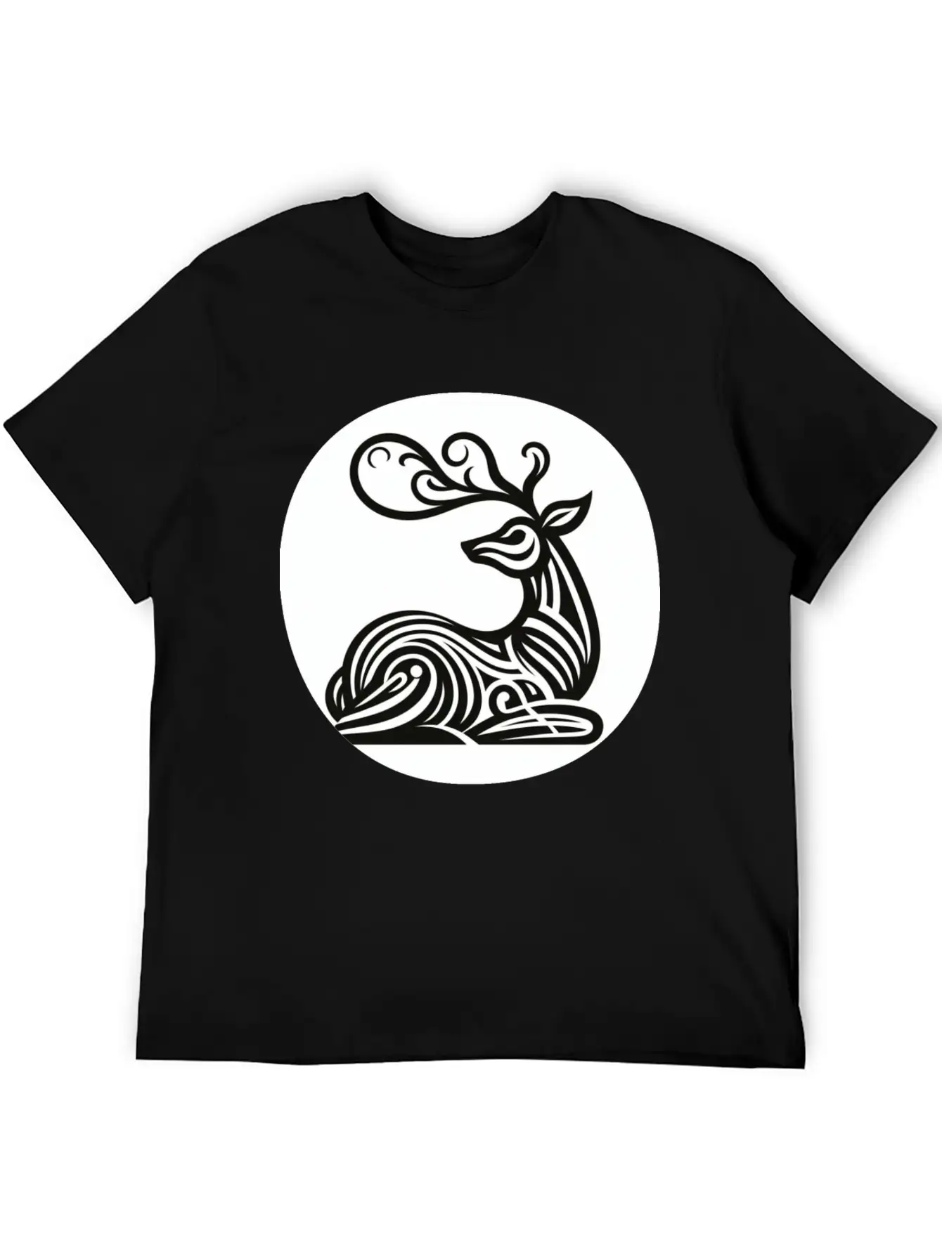 Art Deco Style Reindeer Unisex Casual T-Shirt – Clean Design For Daily Comfort