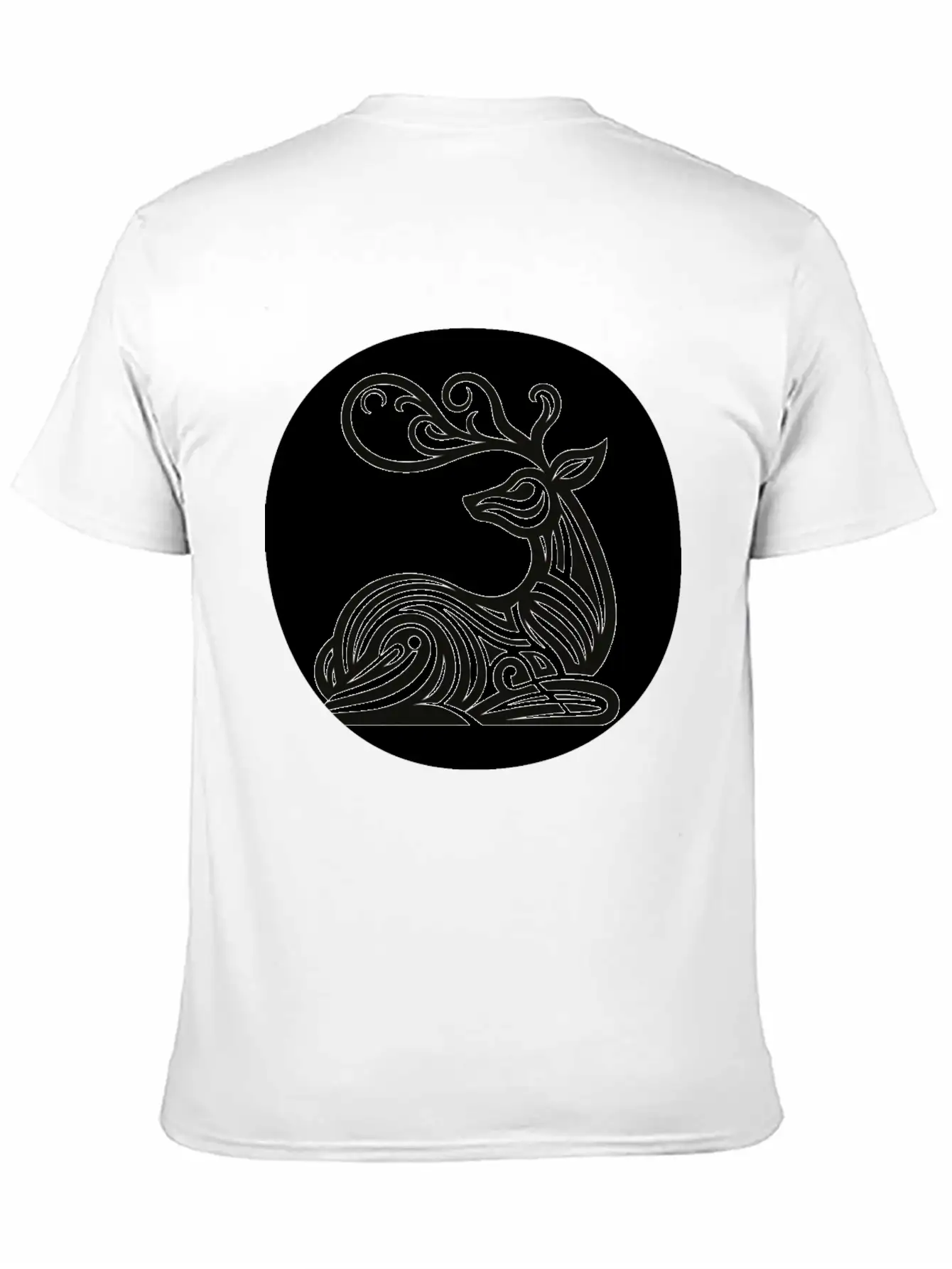 Art Deco Style Reindeer Unisex Casual T-Shirt – Clean Design For Daily Comfort