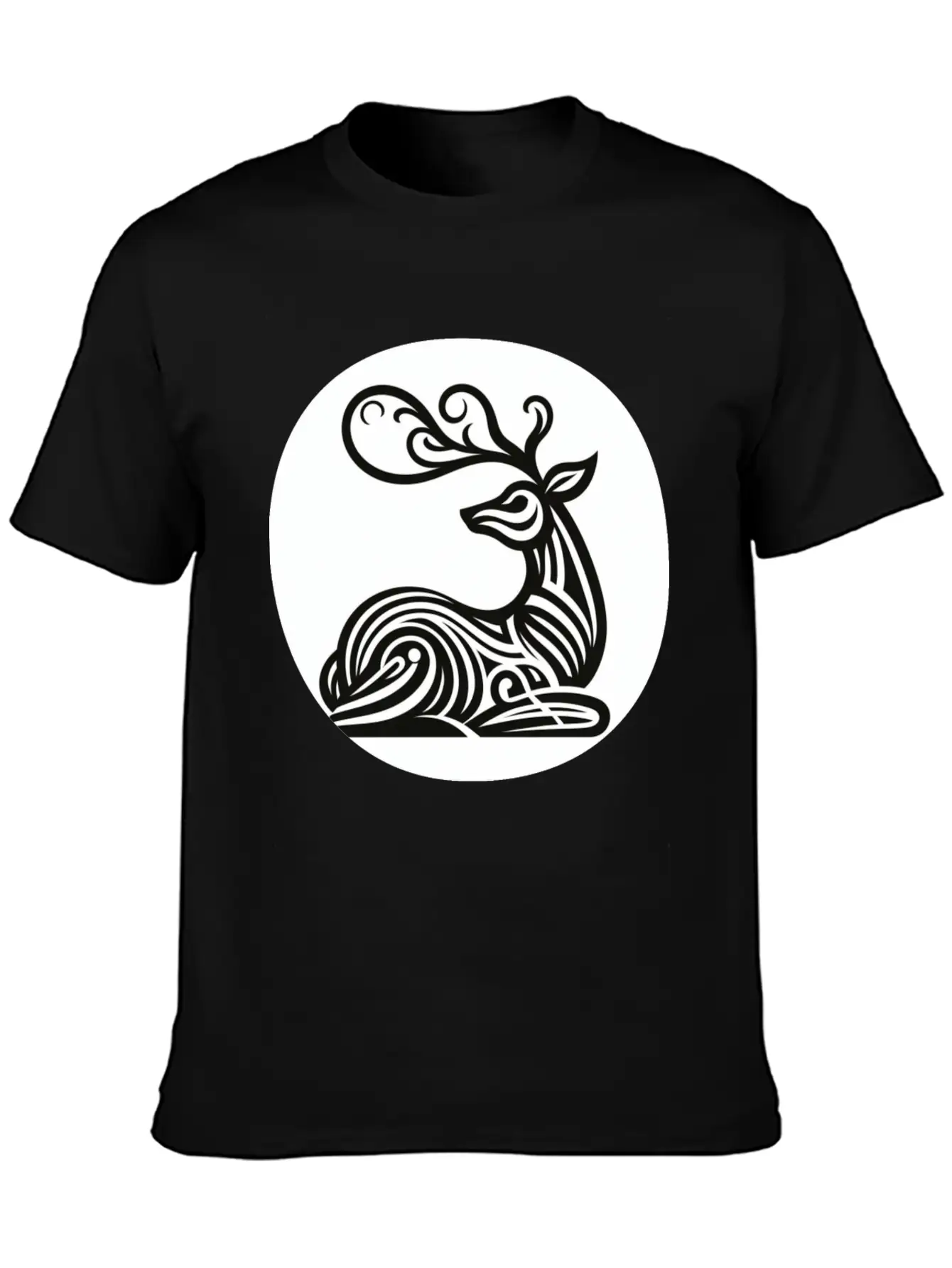 Art Deco Style Reindeer Unisex Casual T-Shirt – Clean Design For Daily Comfort