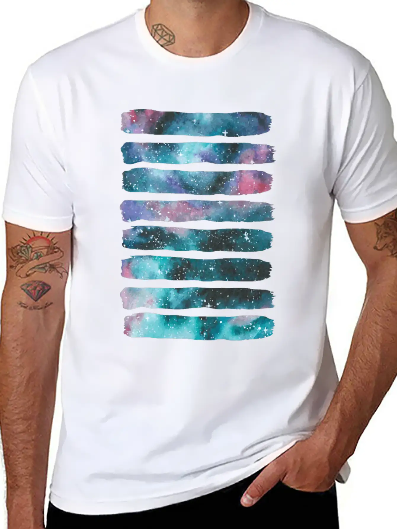 Artistic Outer Space Cosmic Galaxy Universe Nebula Stylish Everyday T-Shirt – Unisex Basic Cotton Tee
