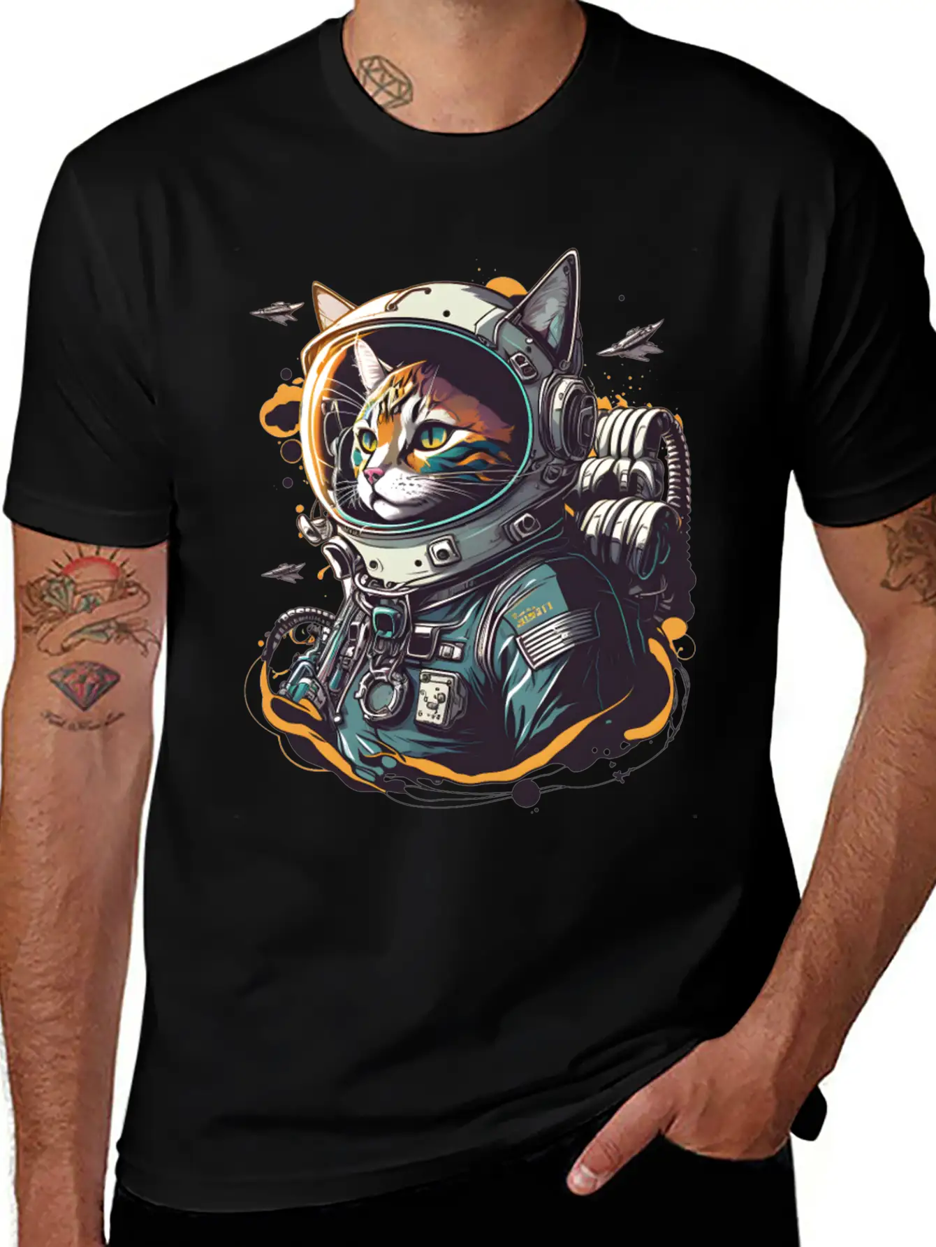 Astronaut Cat Simple Everyday Graphic Tee – Lightweight Summer Wear