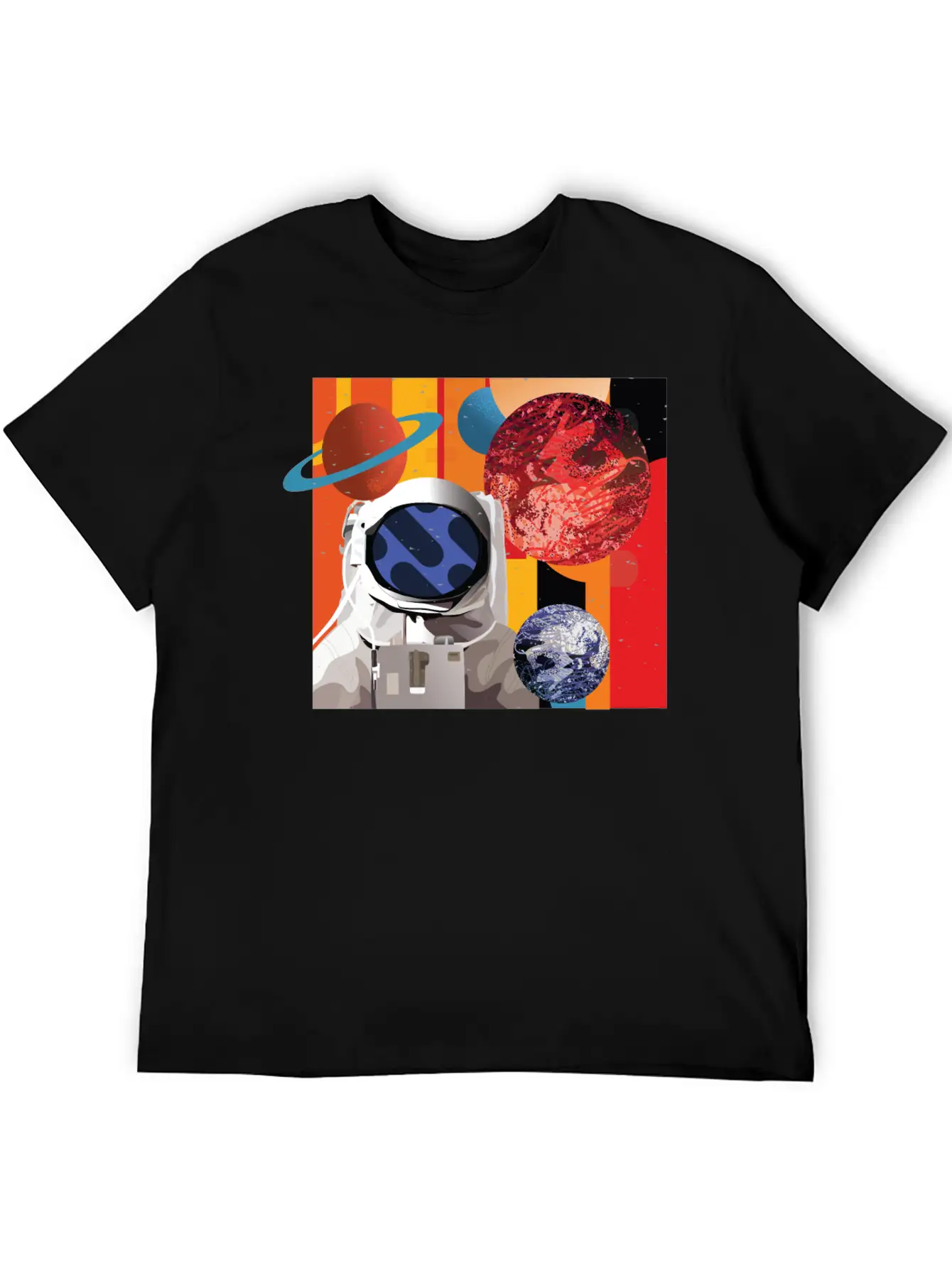 Astronaut Collage Graphic Stylish Everyday T-Shirt – Unisex Basic Cotton Tee