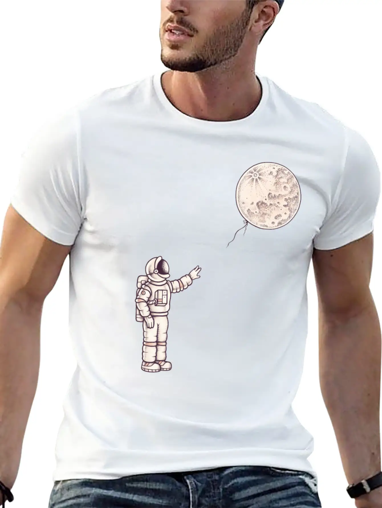 Astronaut With The Moon Unisex Casual T-Shirt – Clean Design For Daily Comfort