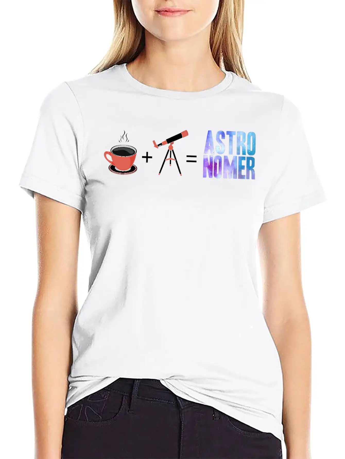 Astronomer - Coffee Telescope Vector Basic Graphic T-Shirt – Daily Comfort In Soft Cotton