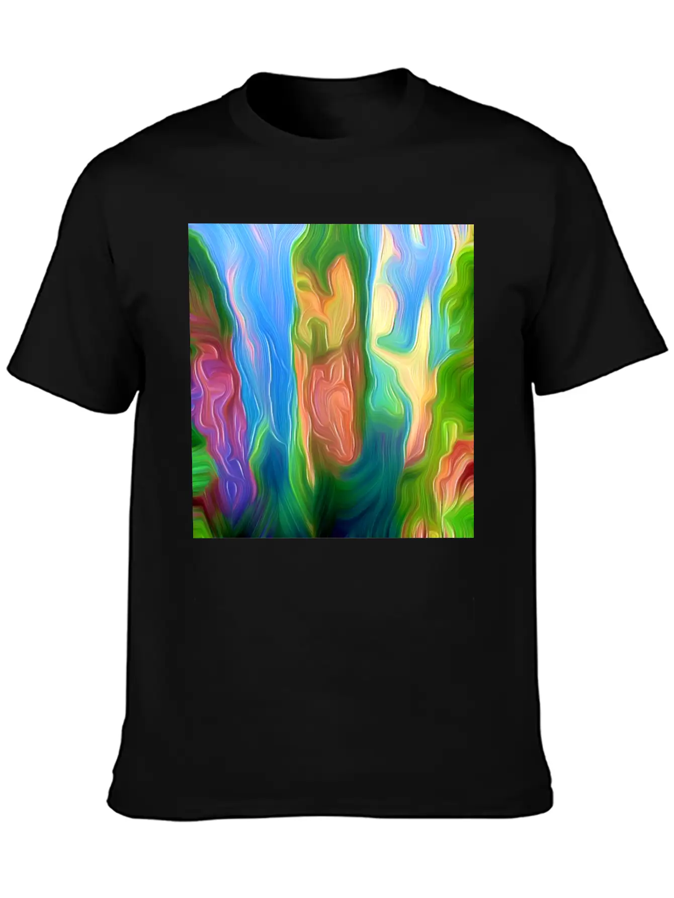 Avatars Mountain Digital Art Abstract Painting Stylish Everyday T-Shirt – Unisex Basic Cotton Tee