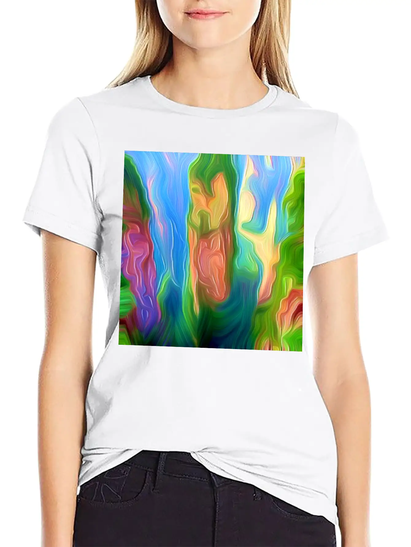 Avatars Mountain Digital Art Abstract Painting Stylish Everyday T-Shirt – Unisex Basic Cotton Tee