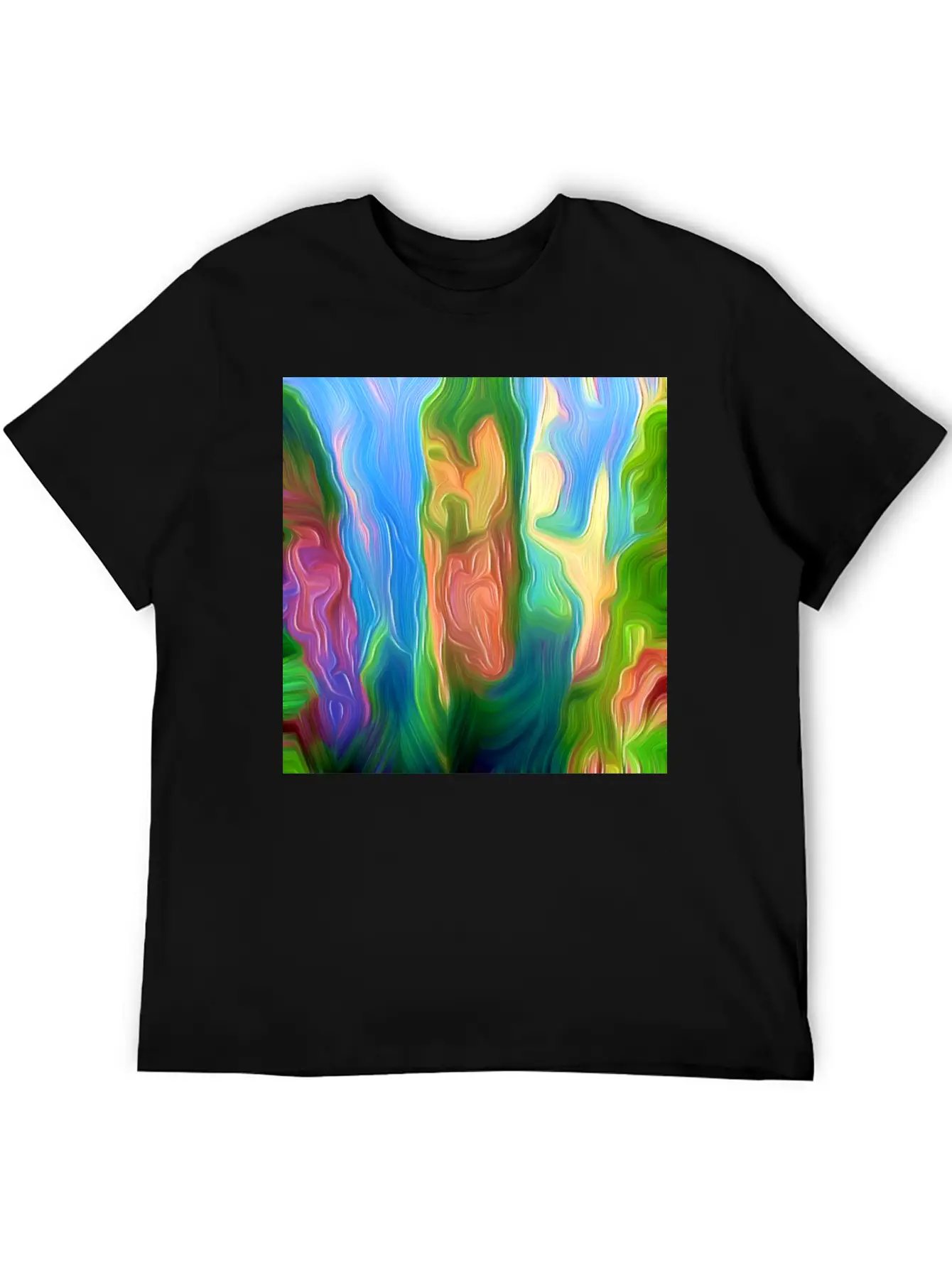 Avatars Mountain Digital Art Abstract Painting Stylish Everyday T-Shirt – Unisex Basic Cotton Tee