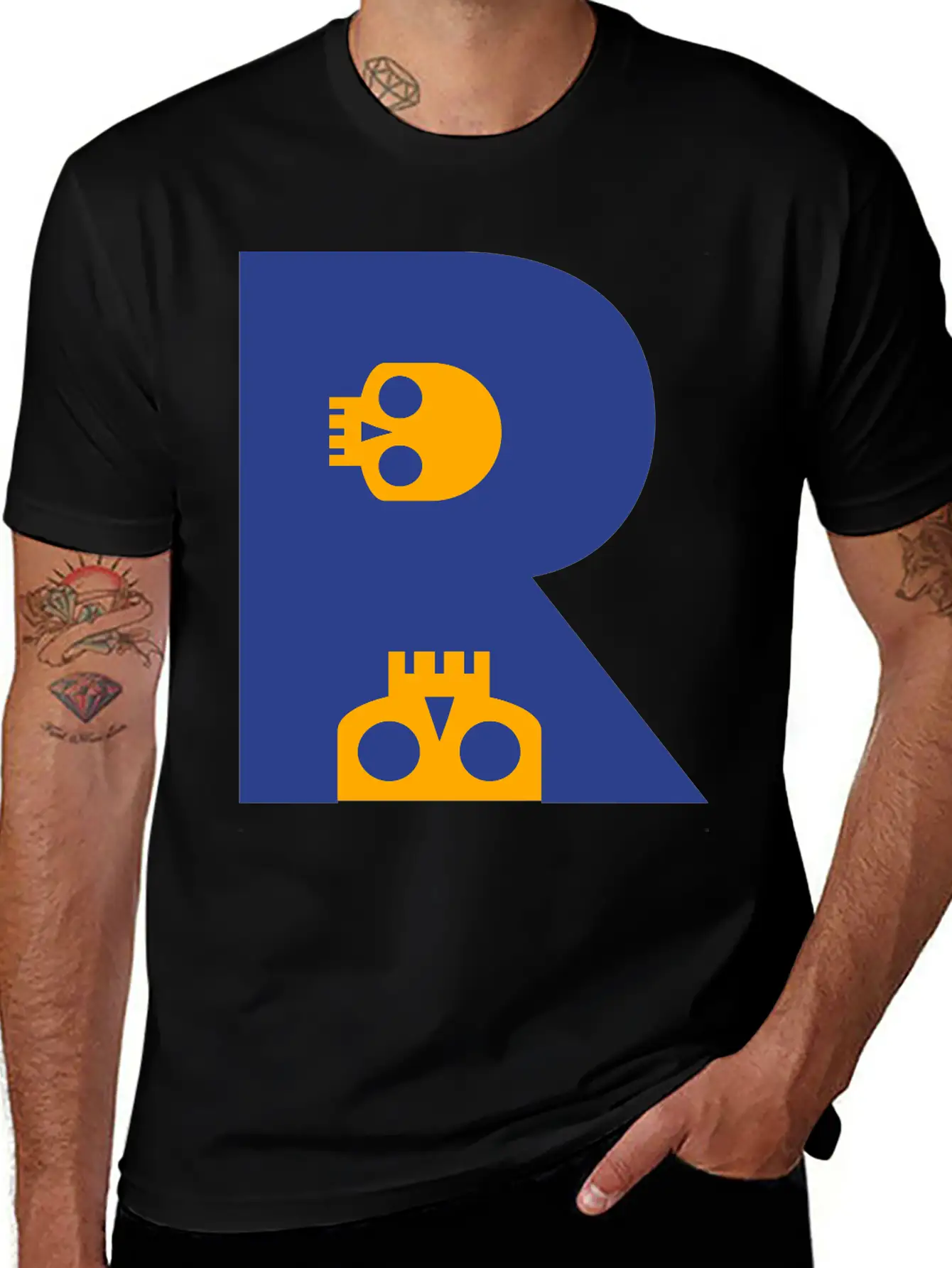 ☠♥Awesome Skull Alphabet Initial Letter-R♥☠ Lightweight Cotton T-Shirt – Daily Comfort Graphic Shirt