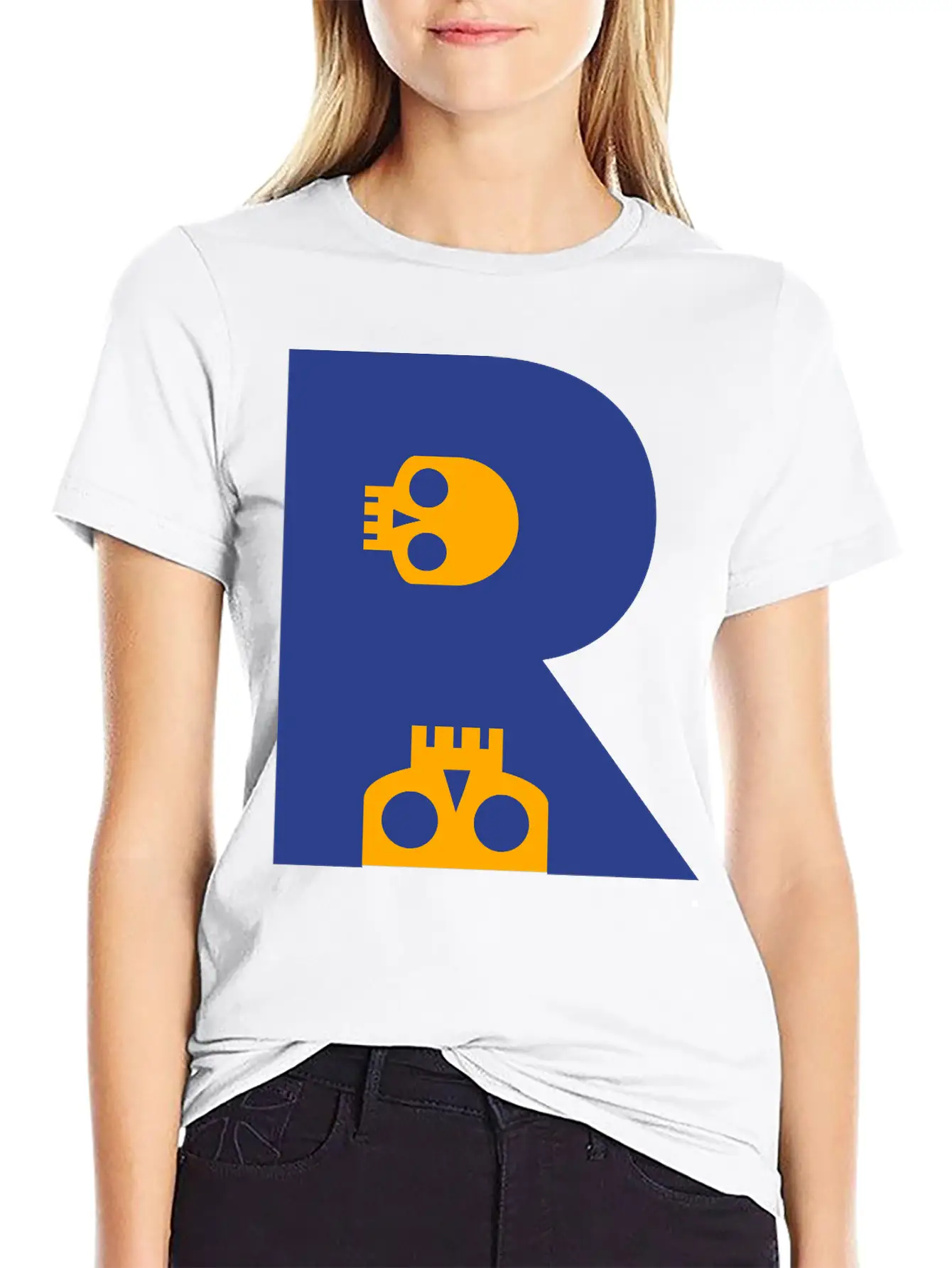 ☠♥Awesome Skull Alphabet Initial Letter-R♥☠ Lightweight Cotton T-Shirt – Daily Comfort Graphic Shirt