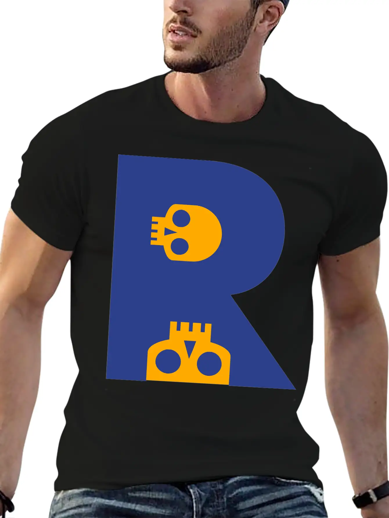 ☠♥Awesome Skull Alphabet Initial Letter-R♥☠ Lightweight Cotton T-Shirt – Daily Comfort Graphic Shirt