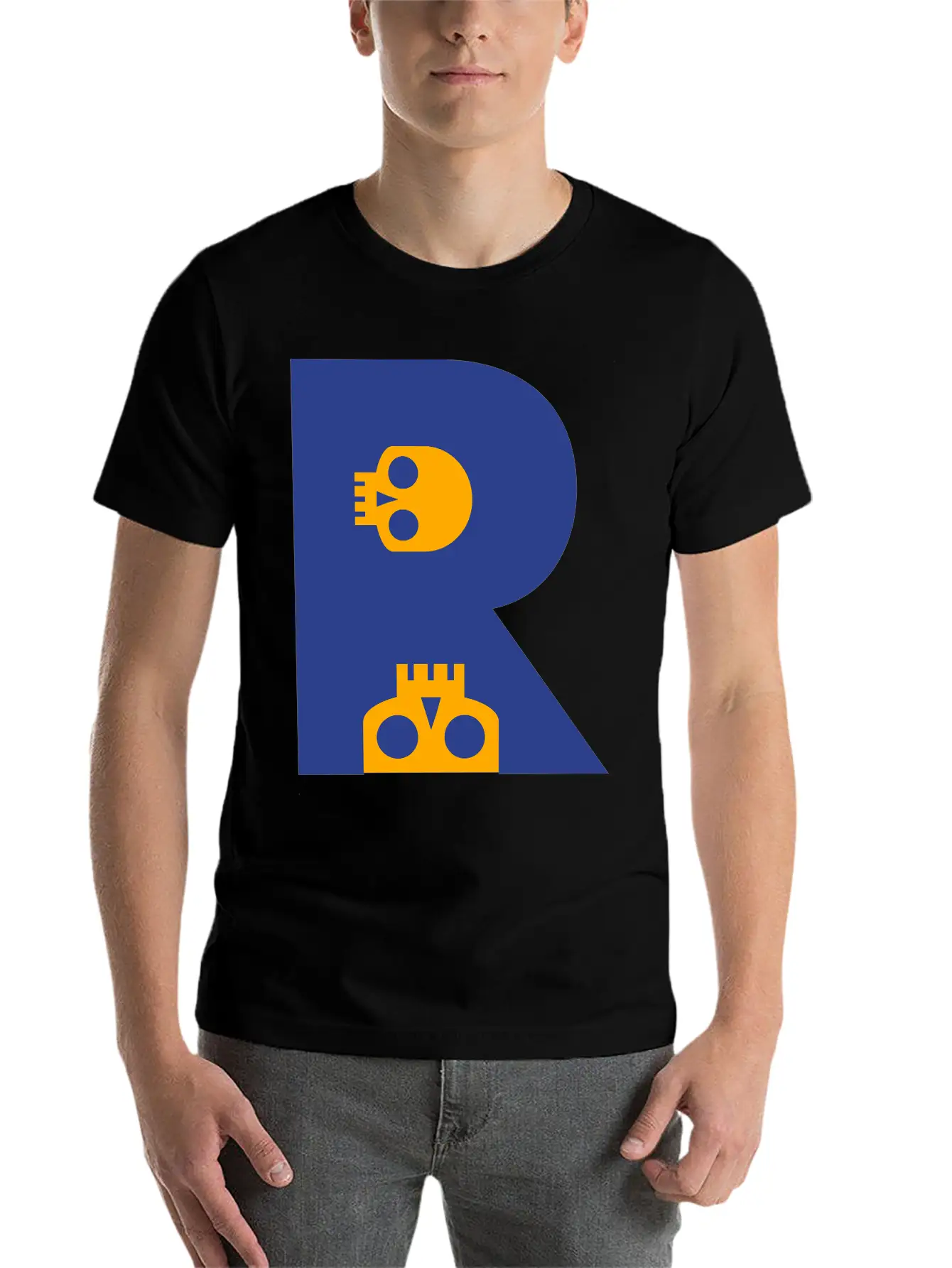 ☠♥Awesome Skull Alphabet Initial Letter-R♥☠ Lightweight Cotton T-Shirt – Daily Comfort Graphic Shirt