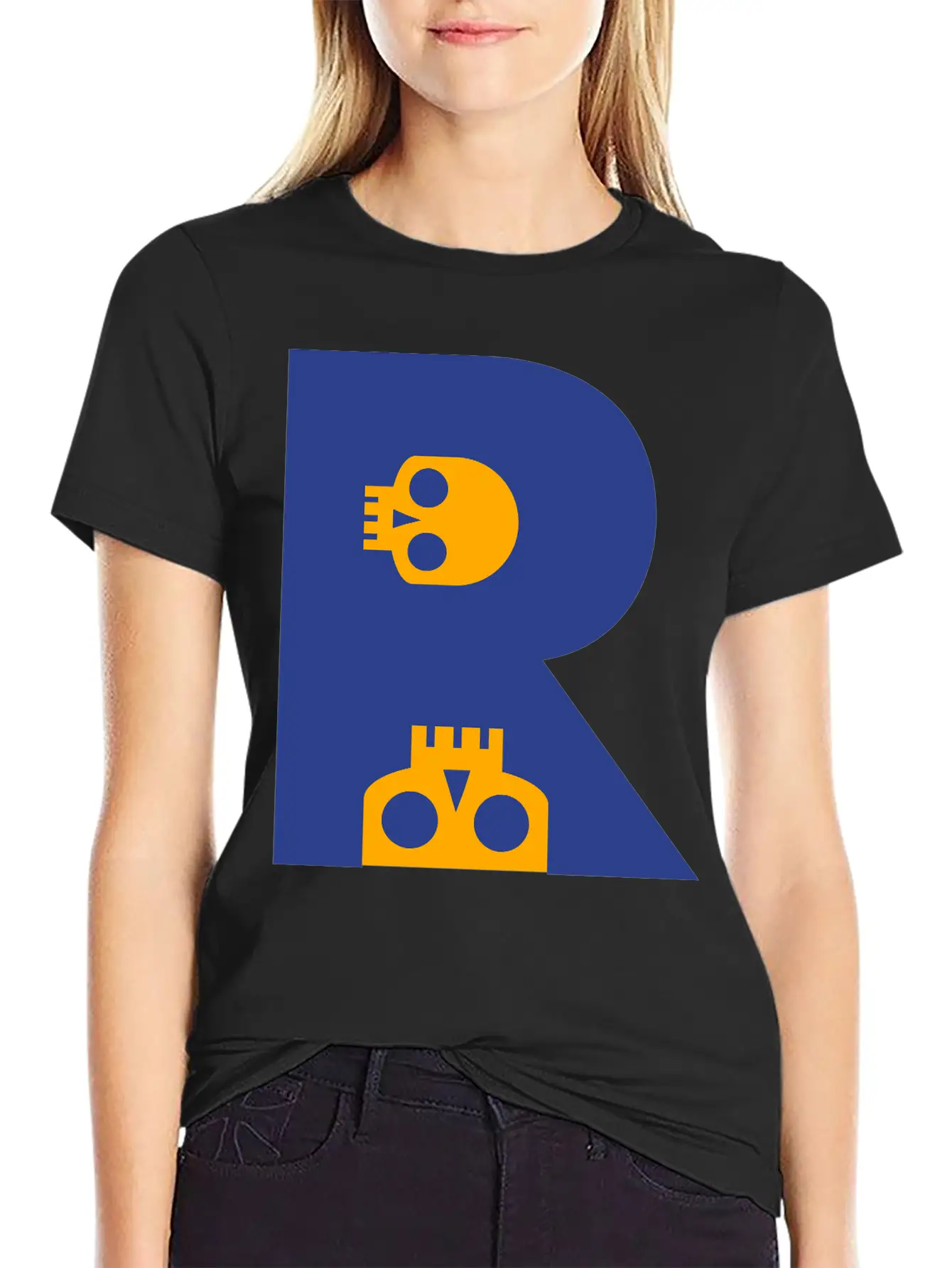 ☠♥Awesome Skull Alphabet Initial Letter-R♥☠ Lightweight Cotton T-Shirt – Daily Comfort Graphic Shirt
