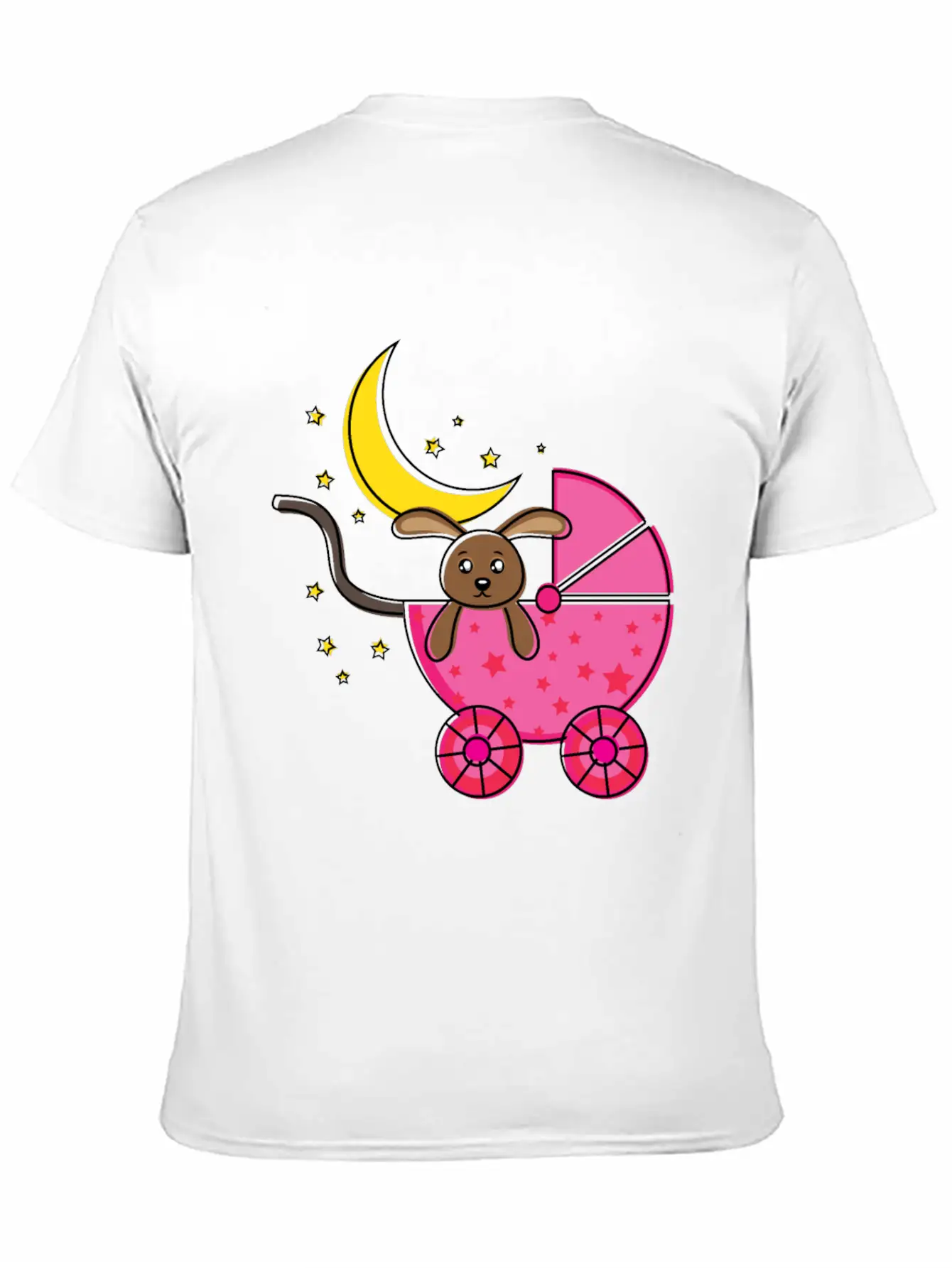 Baby Teddy Bear In Pink Cart Simple Everyday Graphic Tee – Lightweight Summer Wear