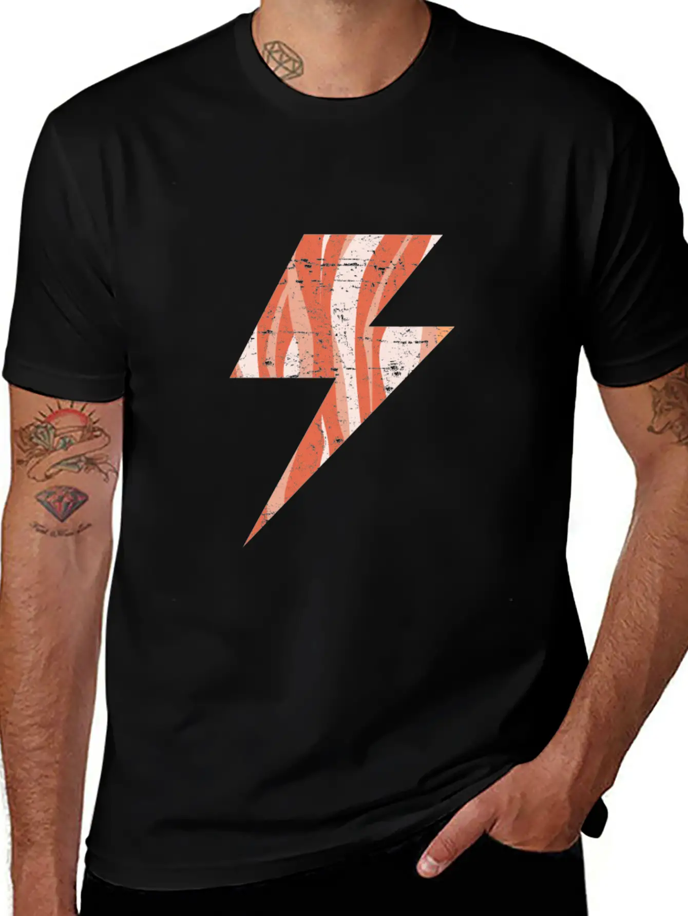 Bacon Lightning Bolt Keto Diet Shocking Stylish Everyday T-Shirt – Unisex Basic Cotton Tee