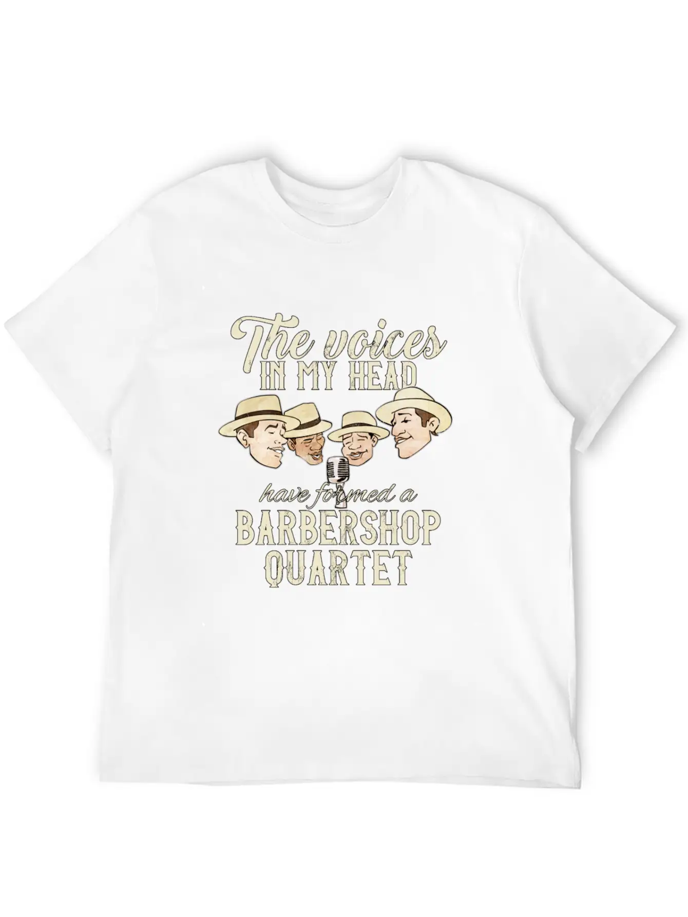 Barbershop Quartet Singing Funny Voices In My Head Classic Crew Neck Graphic Tee – Everyday Minimal Look