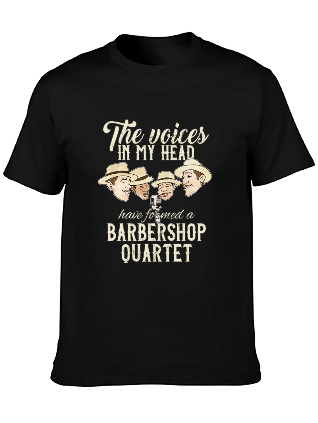 Barbershop Quartet Singing Funny Voices In My Head Classic Crew Neck Graphic Tee – Everyday Minimal Look