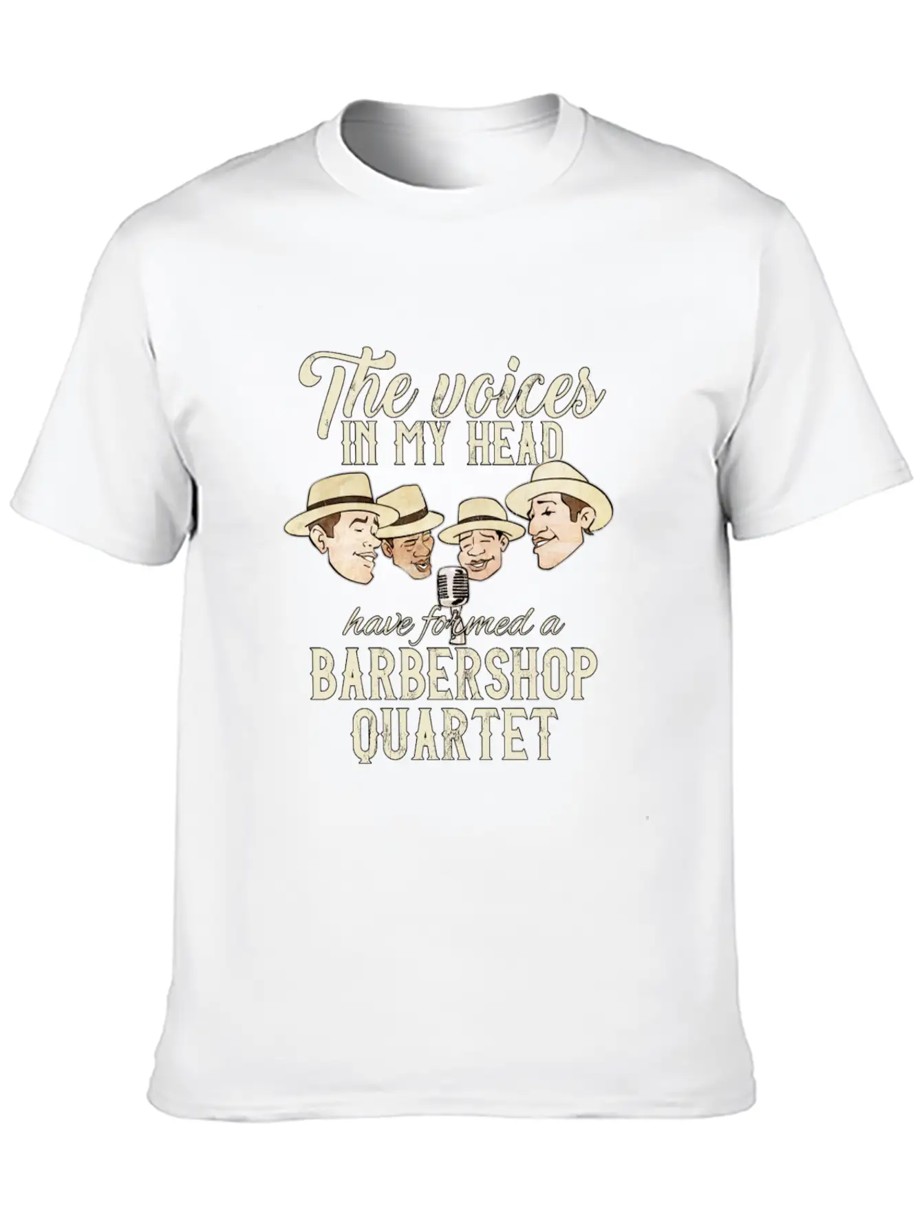 Barbershop Quartet Singing Funny Voices In My Head Classic Crew Neck Graphic Tee – Everyday Minimal Look