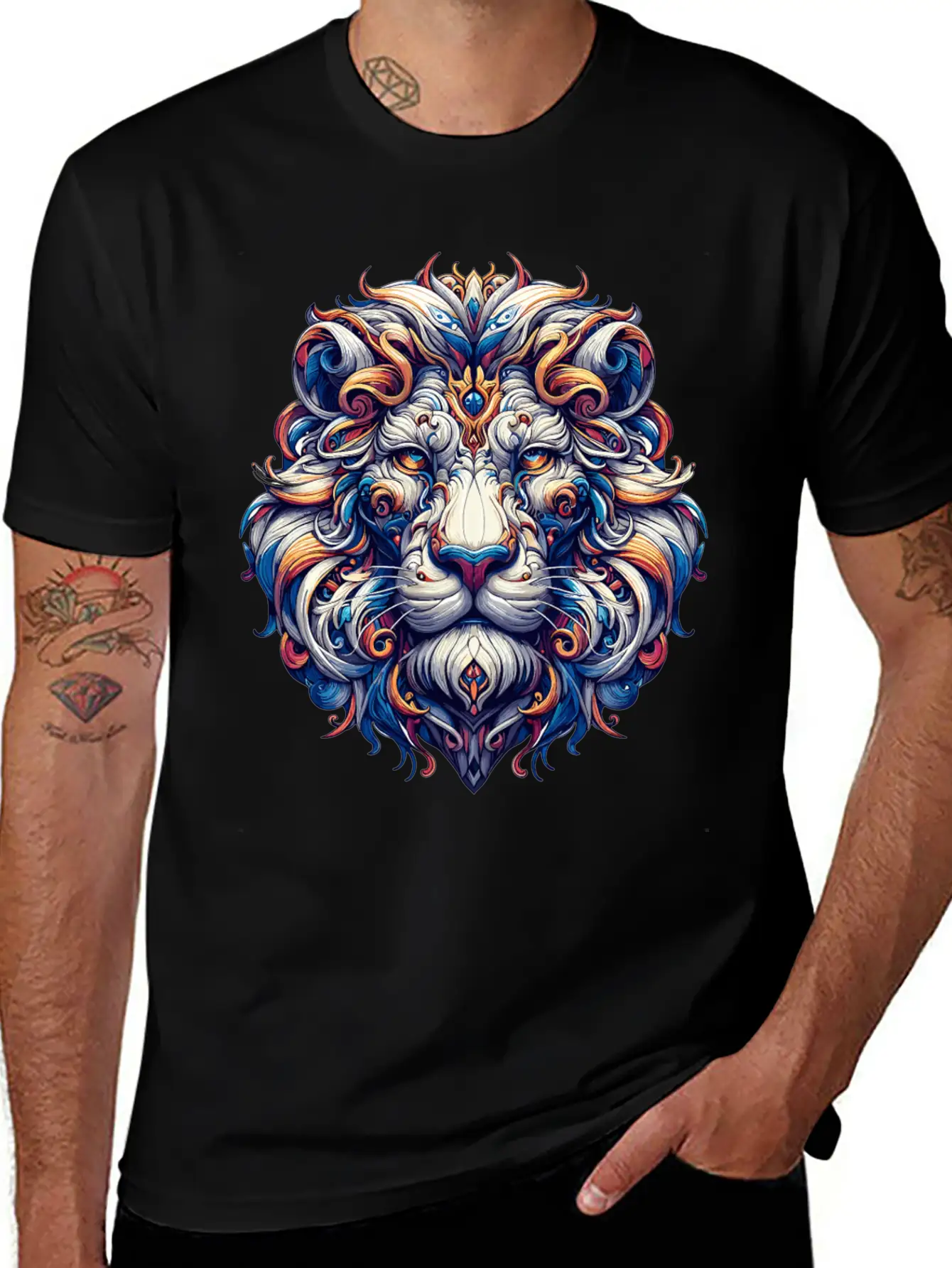 Baroque Lion Majesty: Ornate Feline Sovereign Relaxed Everyday Tee – Lightweight And Durable Cotton
