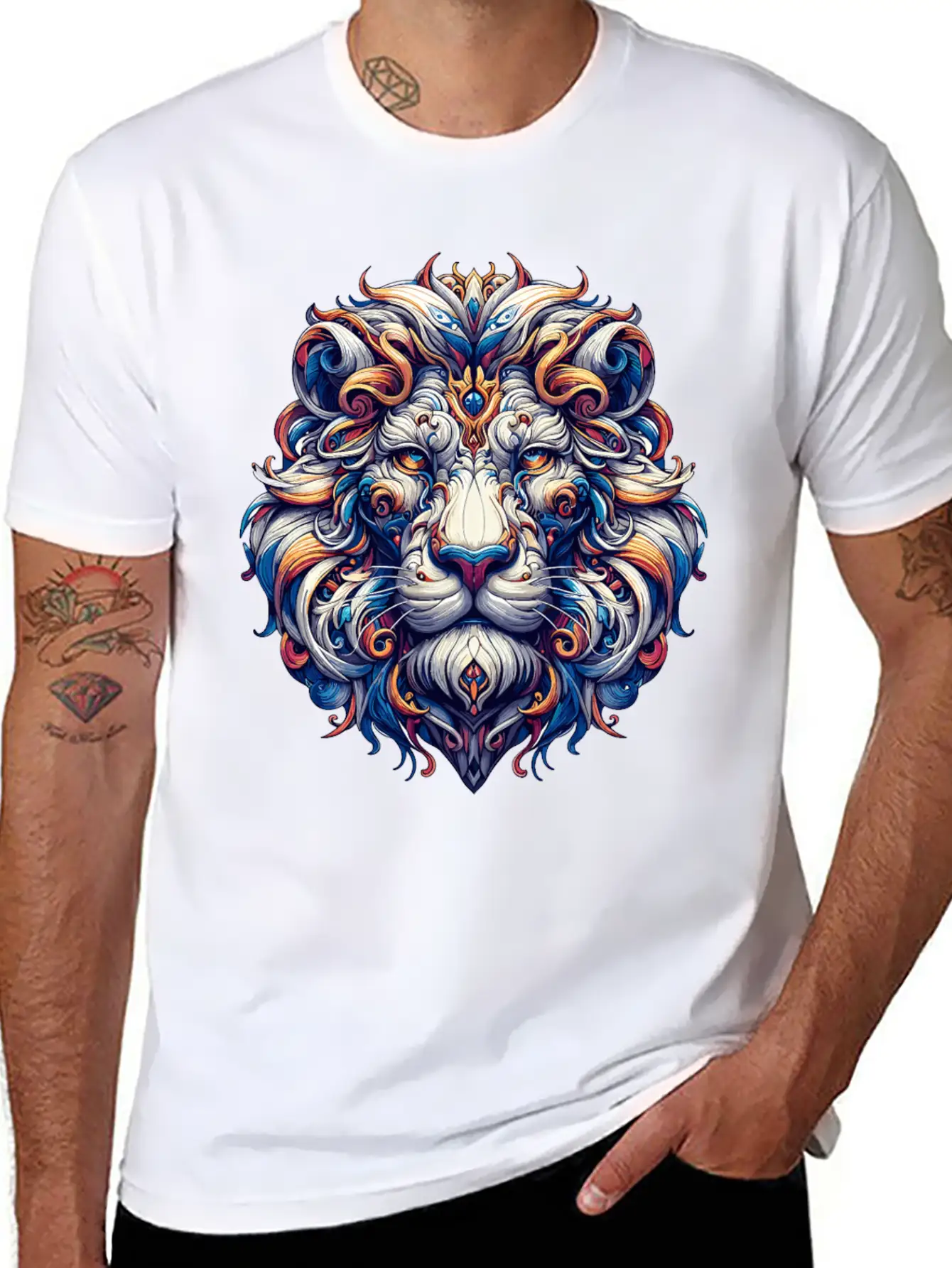 Baroque Lion Majesty: Ornate Feline Sovereign Relaxed Everyday Tee – Lightweight And Durable Cotton