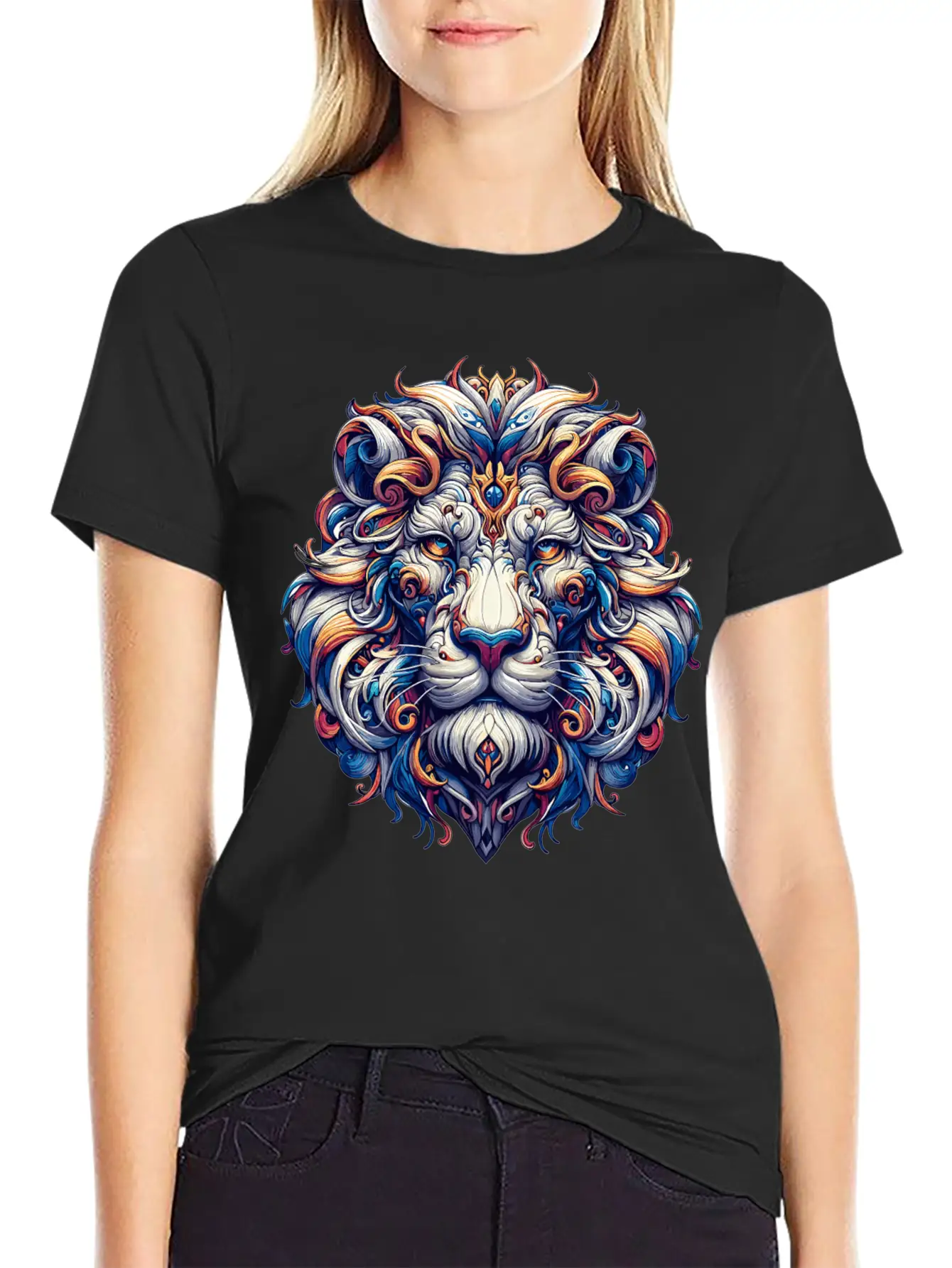 Baroque Lion Majesty: Ornate Feline Sovereign Relaxed Everyday Tee – Lightweight And Durable Cotton
