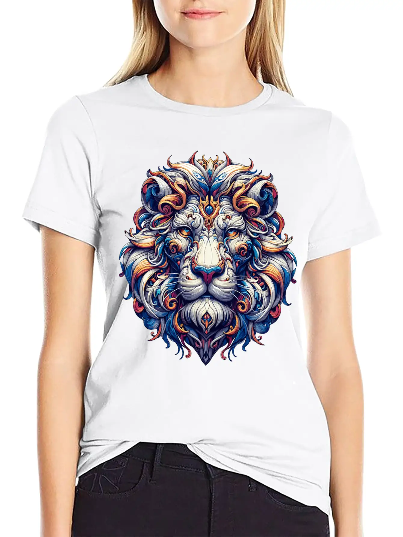 Baroque Lion Majesty: Ornate Feline Sovereign Relaxed Everyday Tee – Lightweight And Durable Cotton