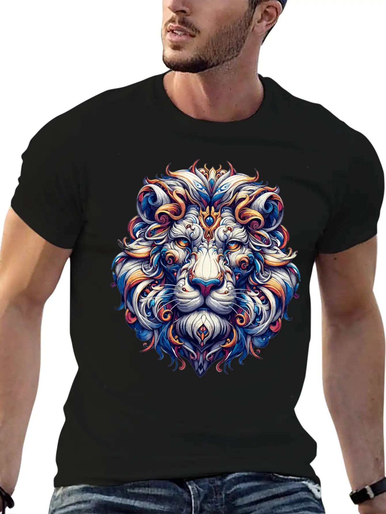 Baroque Lion Majesty: Ornate Feline Sovereign Relaxed Everyday Tee – Lightweight And Durable Cotton