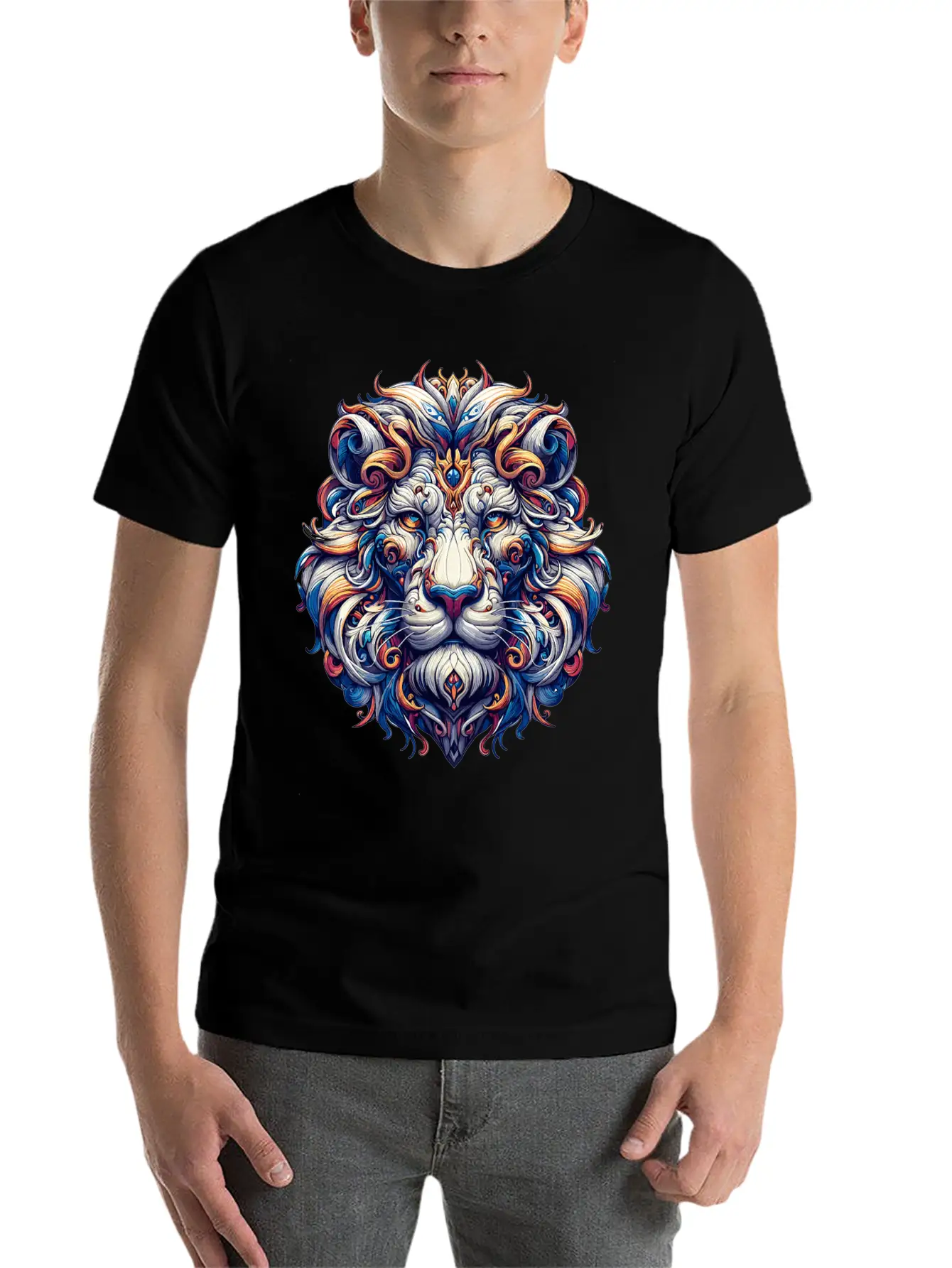 Baroque Lion Majesty: Ornate Feline Sovereign Relaxed Everyday Tee – Lightweight And Durable Cotton
