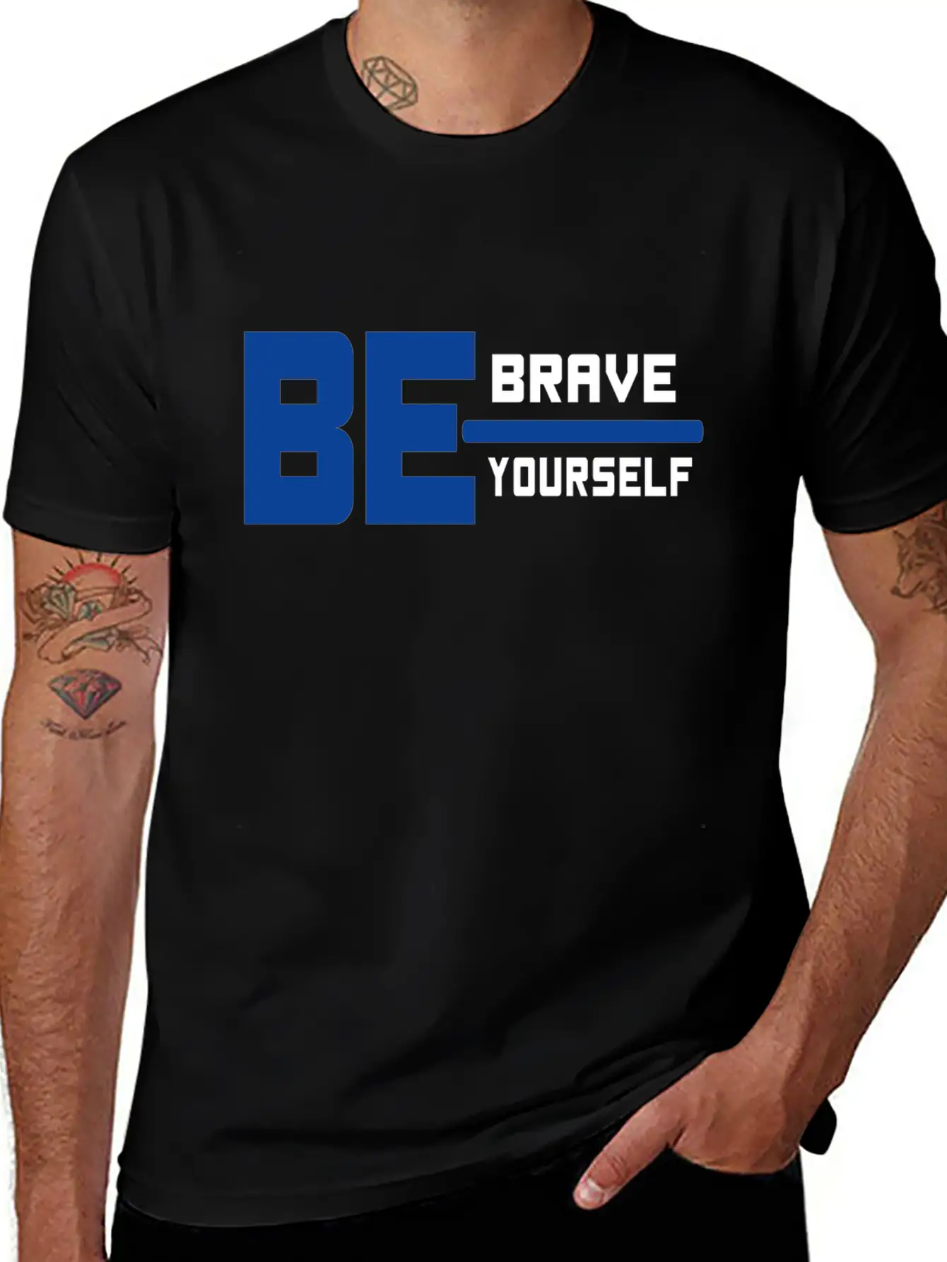 Be Brave Be Yourself Basic Graphic T-Shirt – Daily Comfort In Soft Cotton