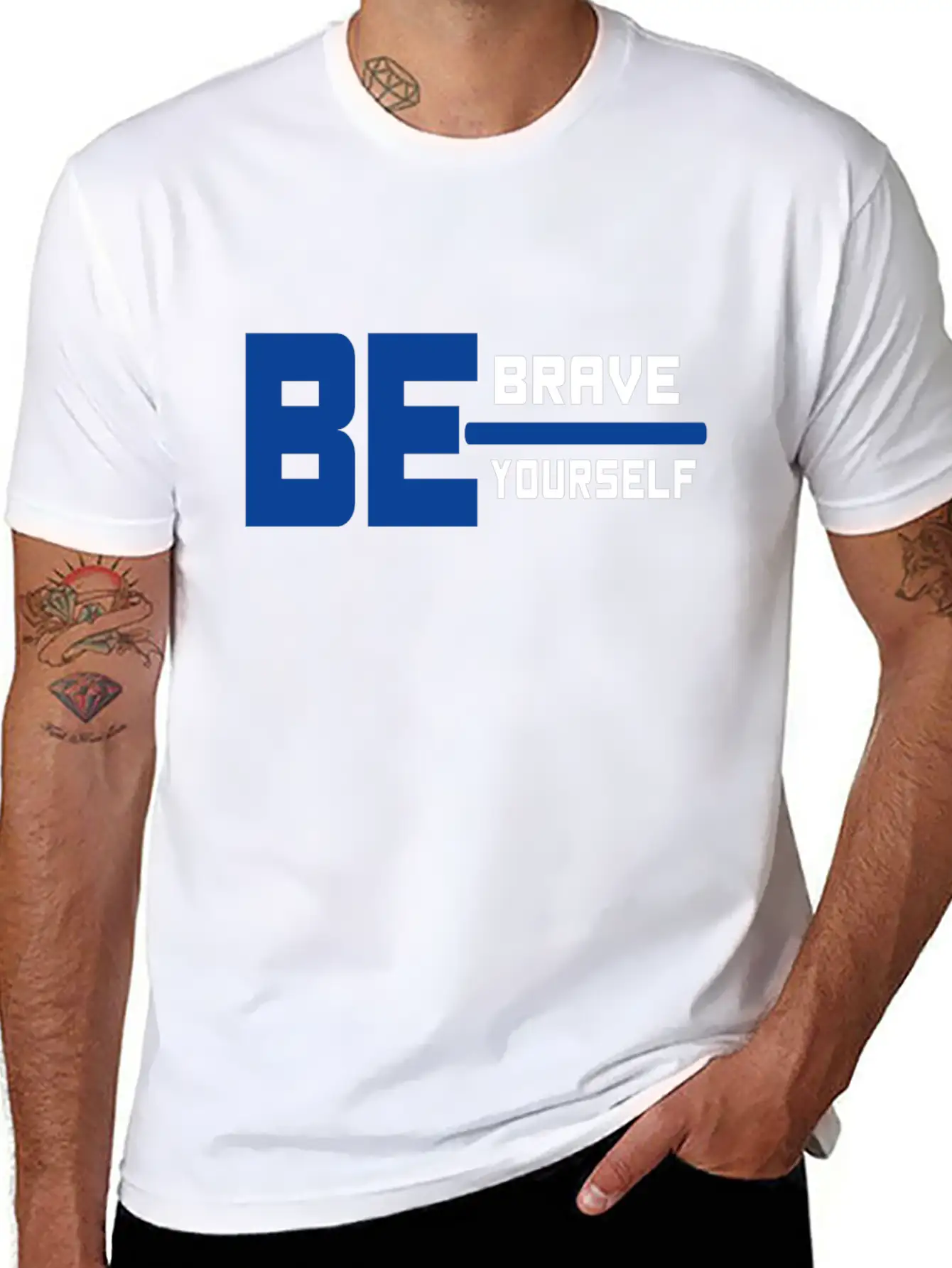 Be Brave Be Yourself Basic Graphic T-Shirt – Daily Comfort In Soft Cotton