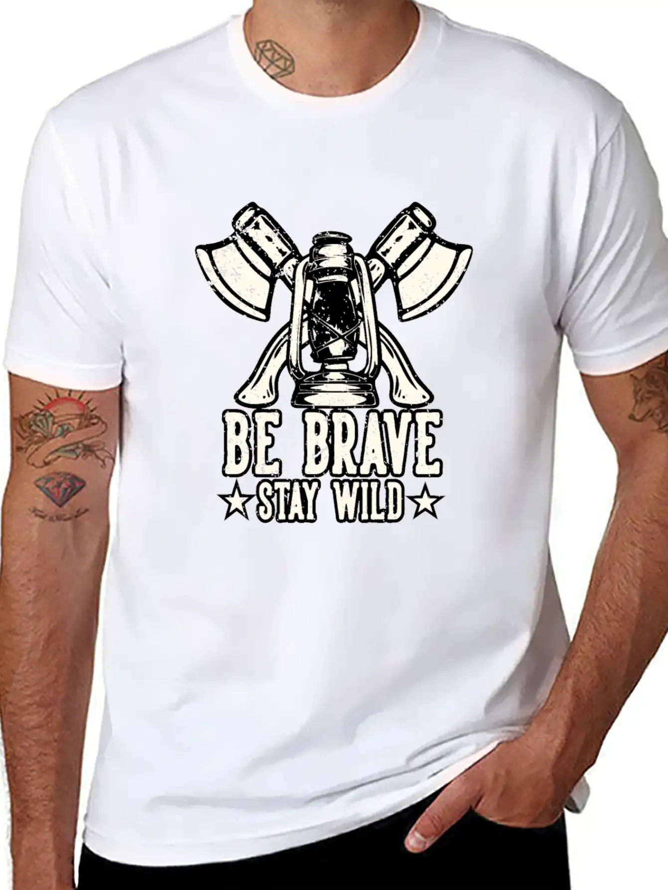 Be Brave Stay Wild Camper Camping Stylish Everyday T-Shirt – Unisex Basic Cotton Tee