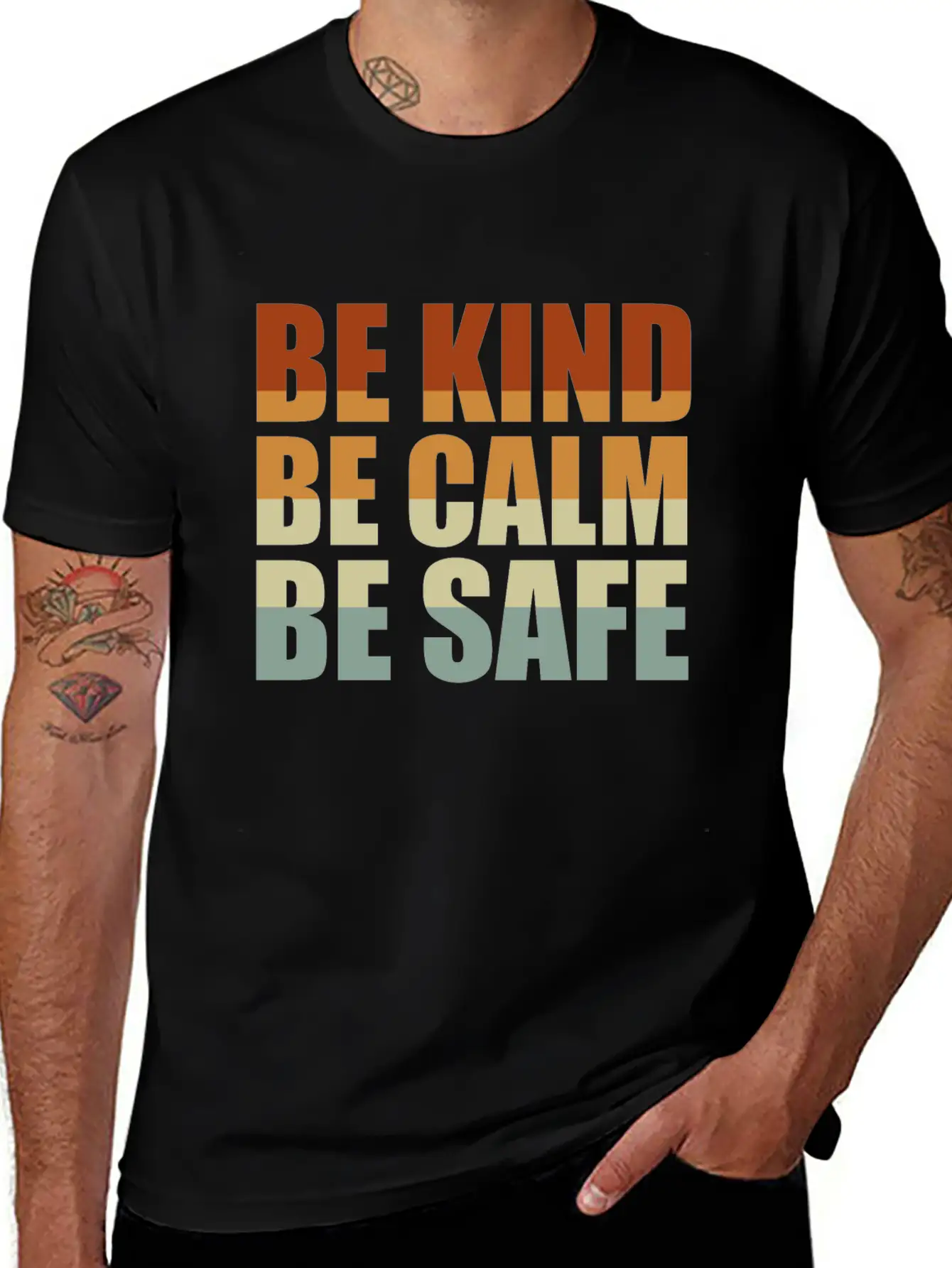 Be Kind Be Calm Be Safe Stylish Everyday T-Shirt – Unisex Basic Cotton Tee