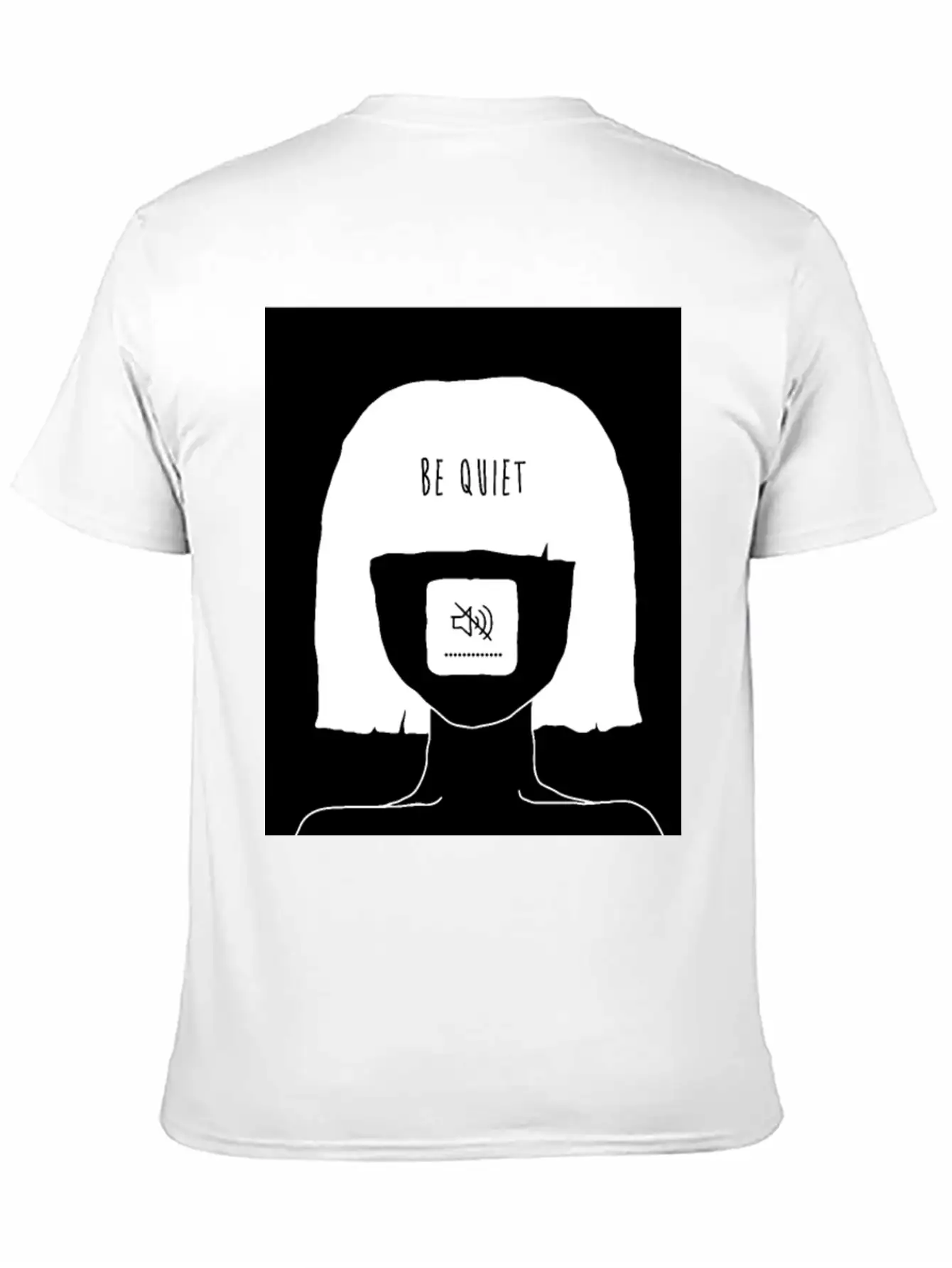 Be Quiet - Muted Mind Poster (black) Simple Everyday Graphic Tee – Lightweight Summer Wear