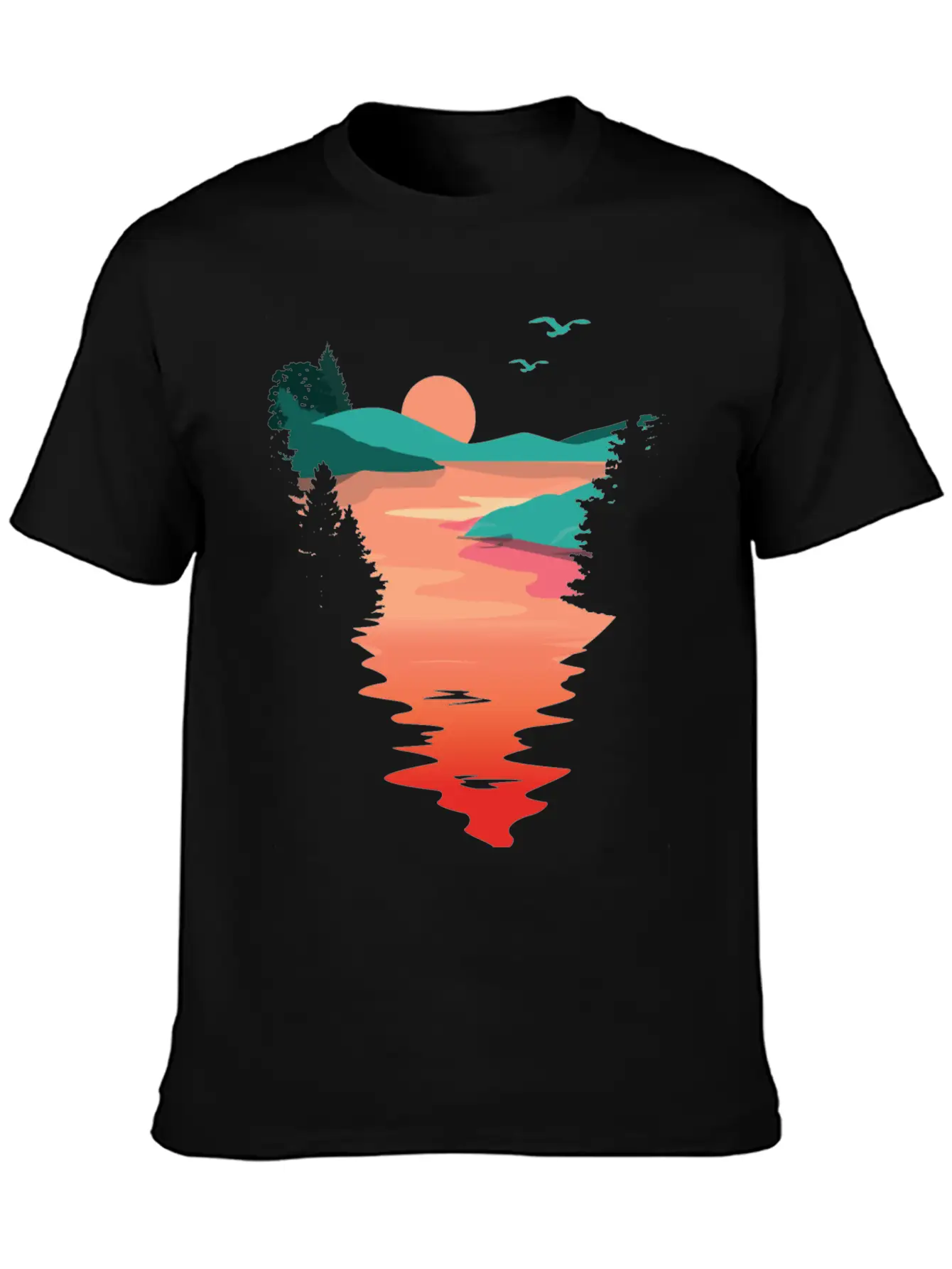 Beautiful River Flow Casual Graphic T-Shirt – Simple And Comfortable Daily Wear