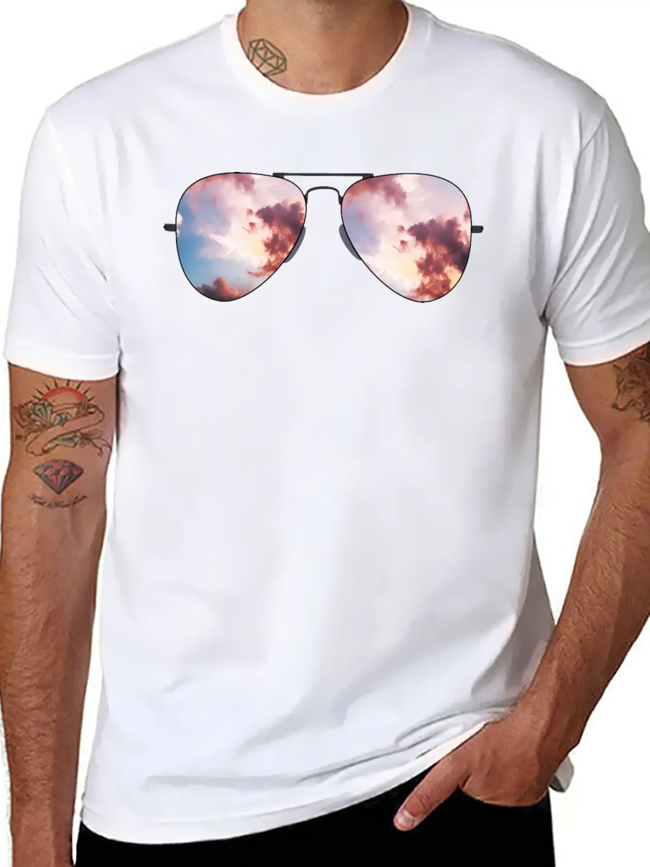 Beautiful Sky Sunglasses Basic Graphic T-Shirt – Daily Comfort In Soft Cotton