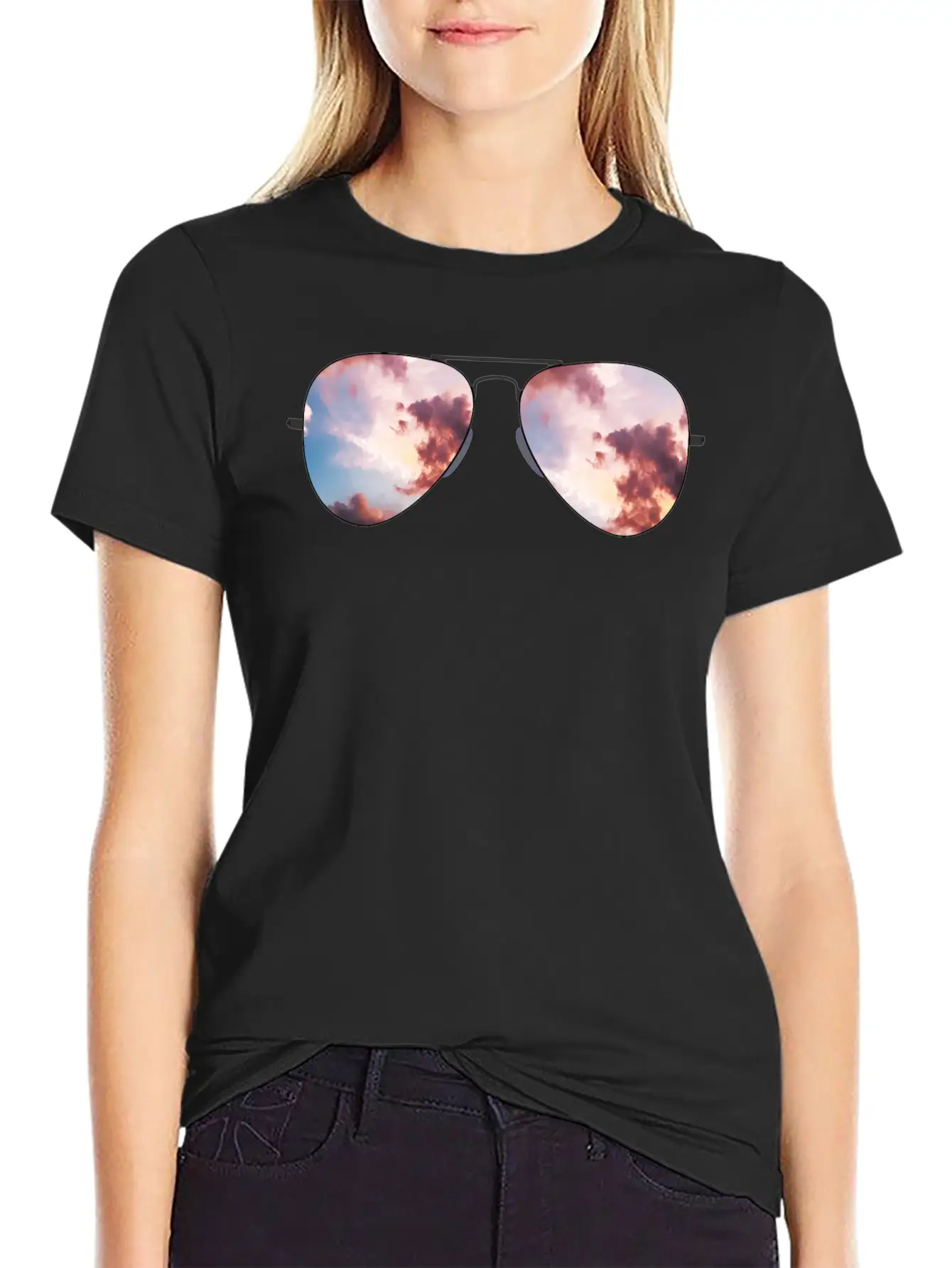 Beautiful Sky Sunglasses Basic Graphic T-Shirt – Daily Comfort In Soft Cotton