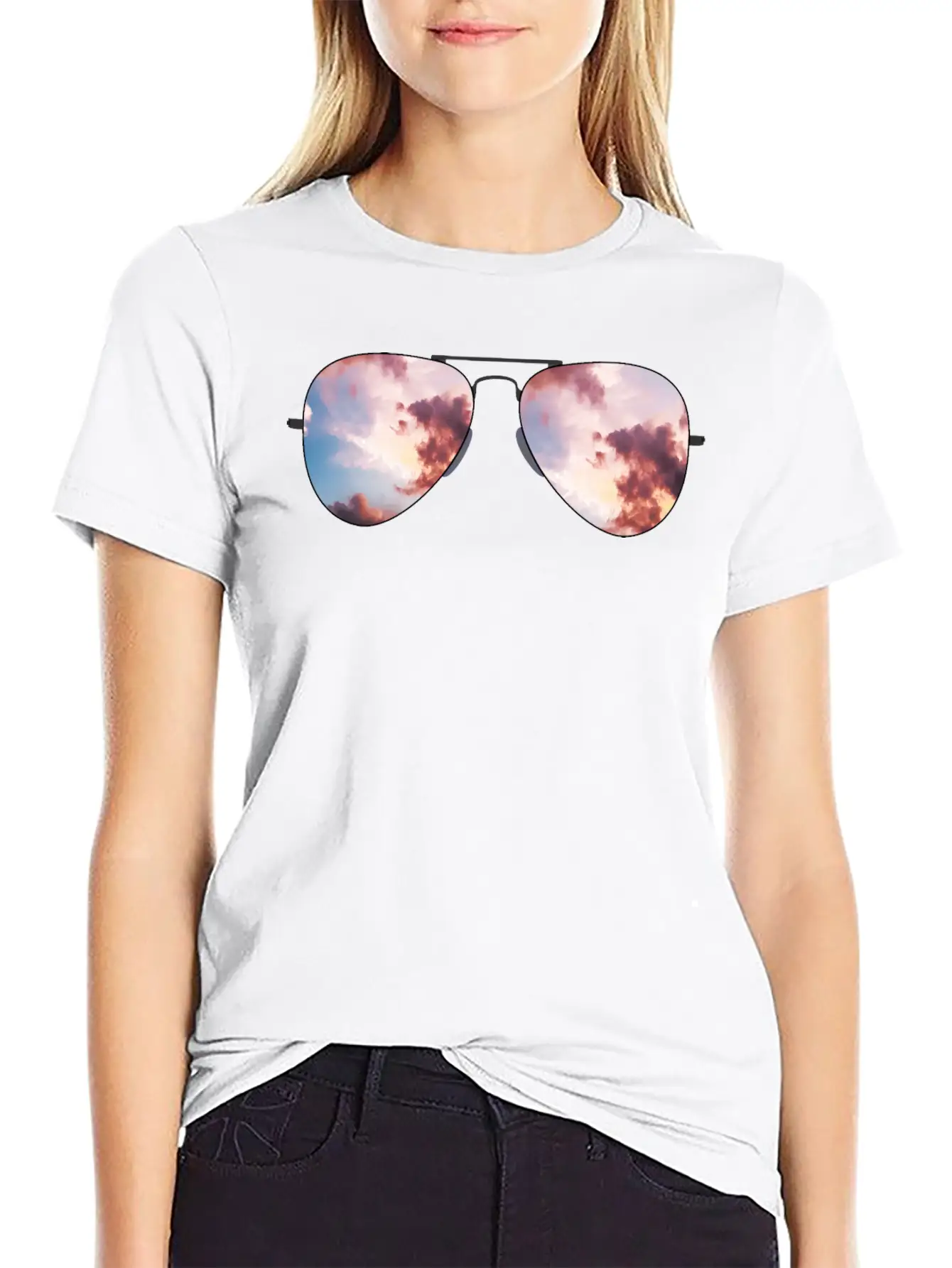 Beautiful Sky Sunglasses Basic Graphic T-Shirt – Daily Comfort In Soft Cotton