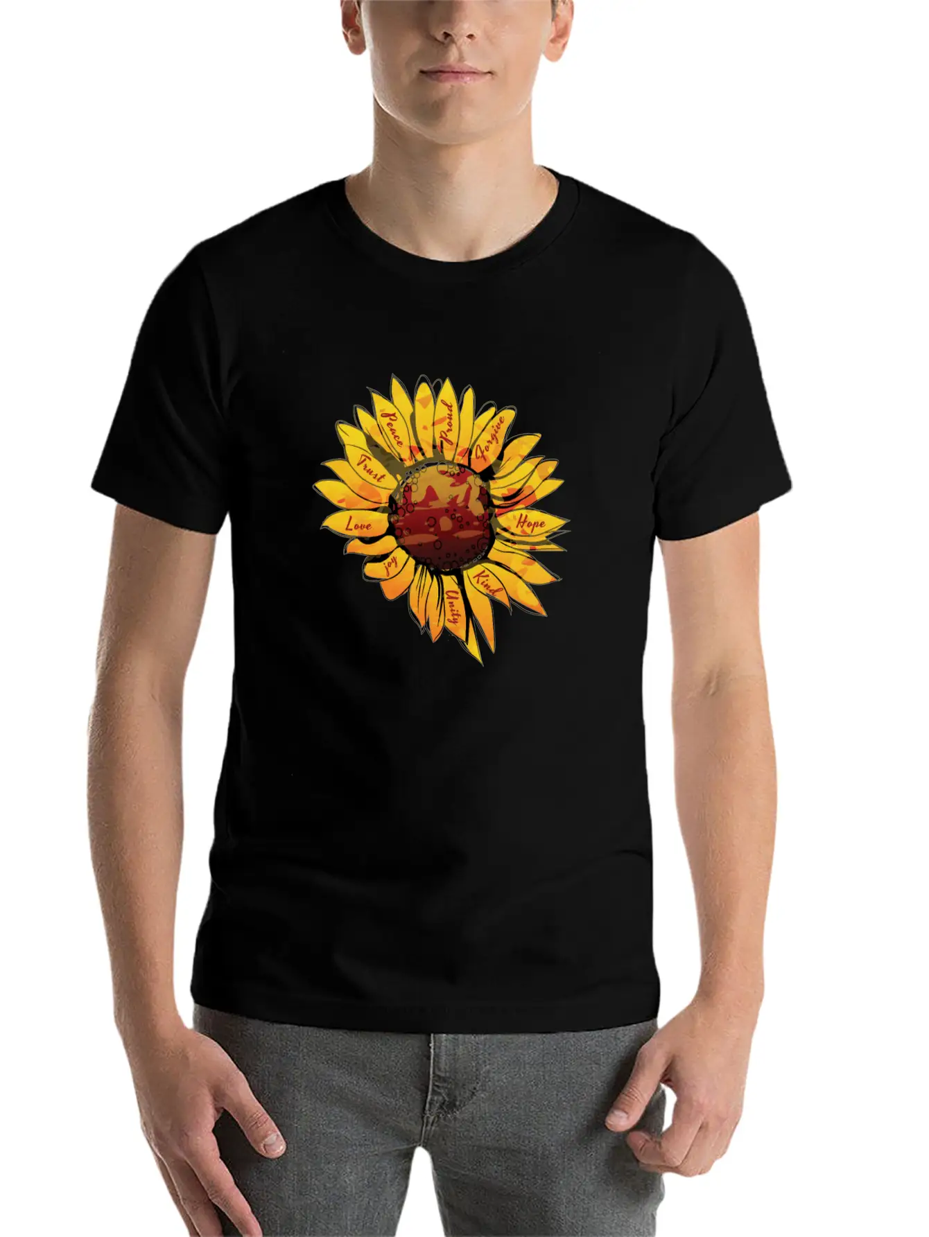 Beautiful Sunflower Petals Artistic Watercolor Art Stylish Everyday T-Shirt – Unisex Basic Cotton Tee