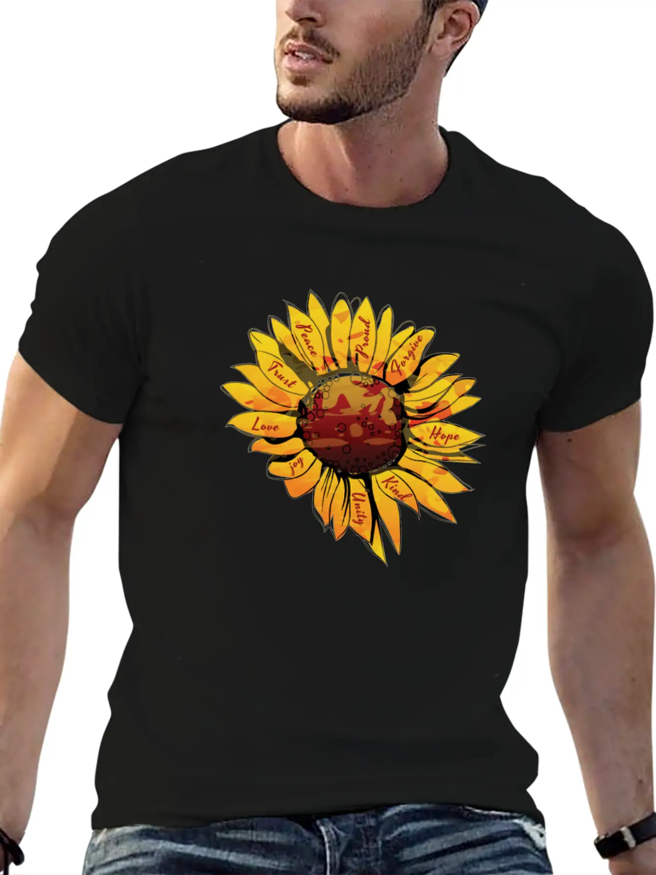 Beautiful Sunflower Petals Artistic Watercolor Art Stylish Everyday T-Shirt – Unisex Basic Cotton Tee