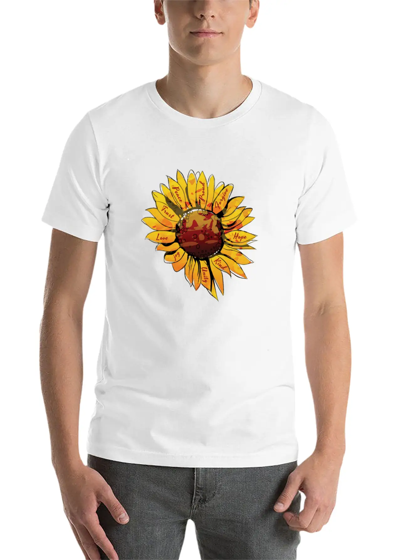 Beautiful Sunflower Petals Artistic Watercolor Art Stylish Everyday T-Shirt – Unisex Basic Cotton Tee