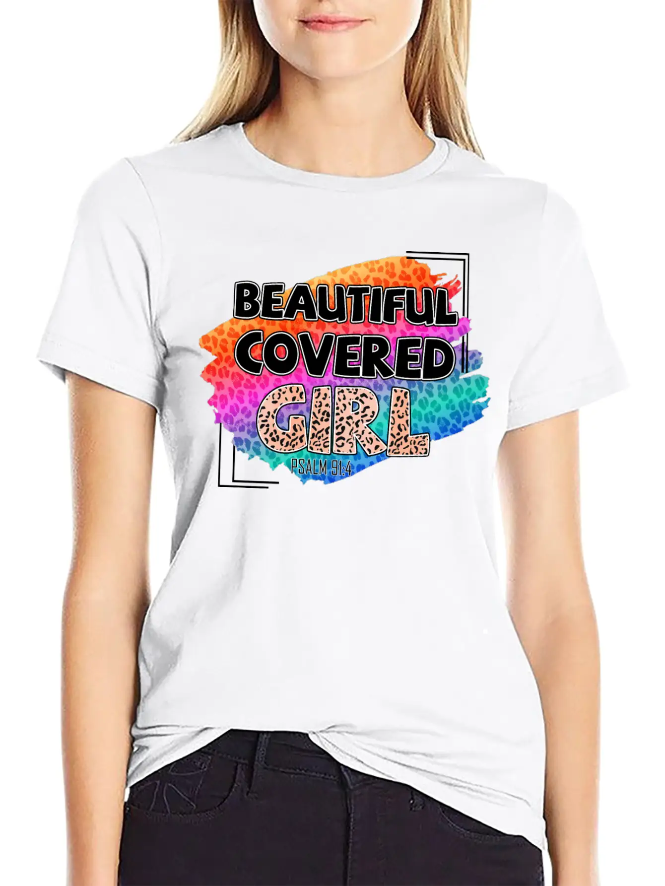 Beautifull Covered Girl, Psalm 91:4 Stylish Everyday T-Shirt – Unisex Basic Cotton Tee