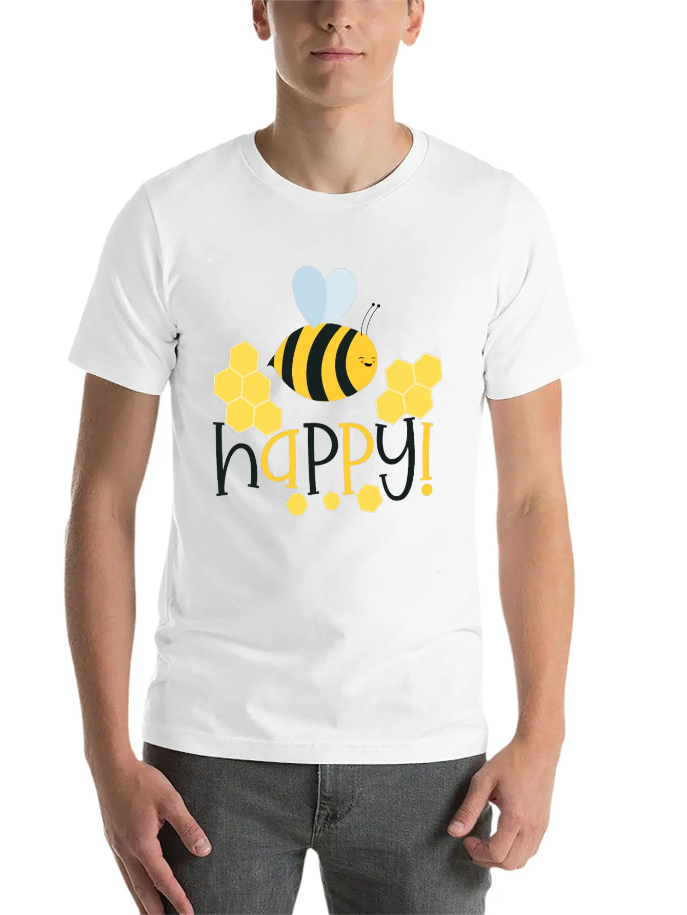 Bee Happy Stylish Everyday T-Shirt – Unisex Basic Cotton Tee