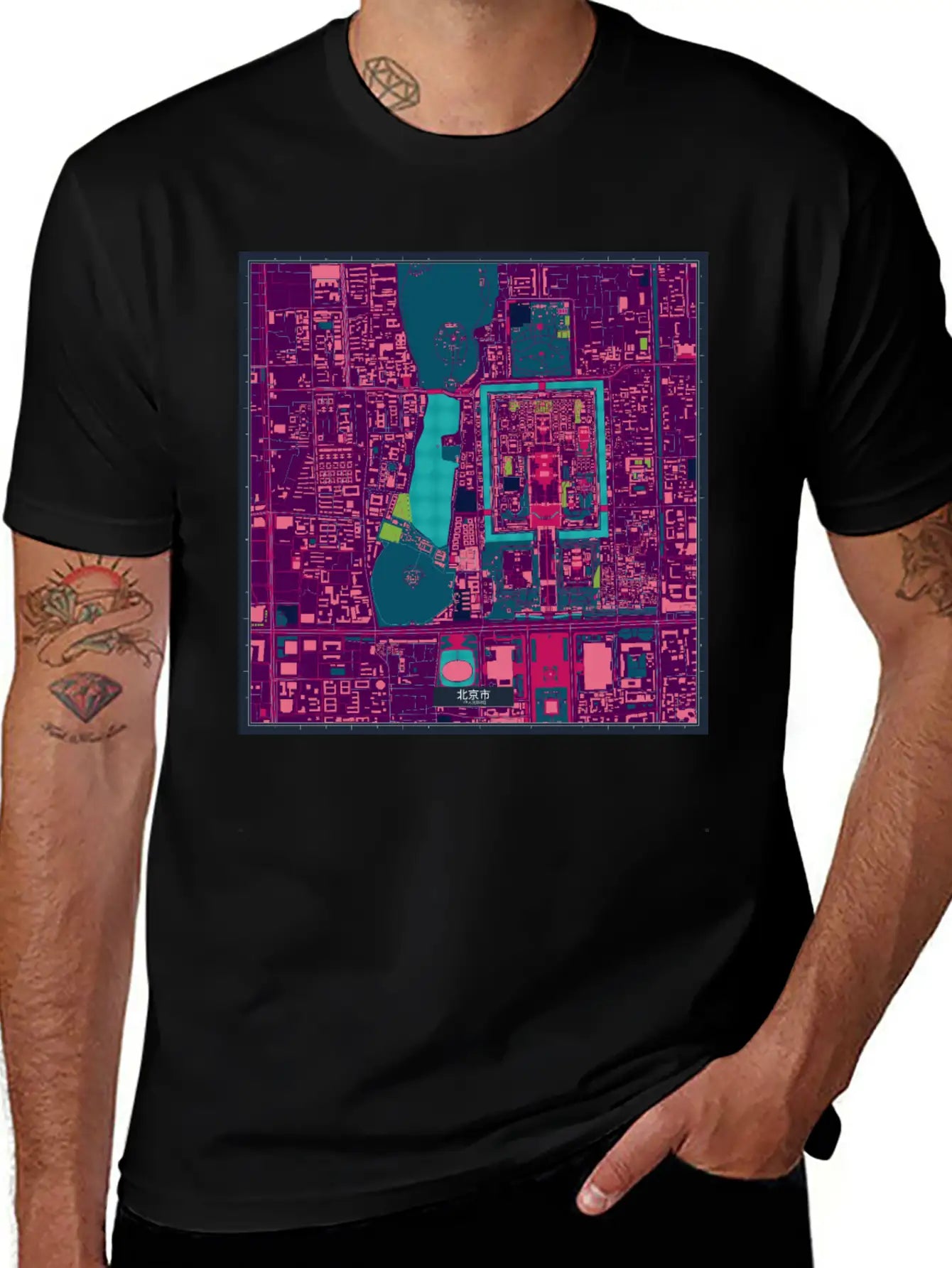 Beijing Cyberpunk Map Relaxed Everyday Tee – Lightweight And Durable Cotton