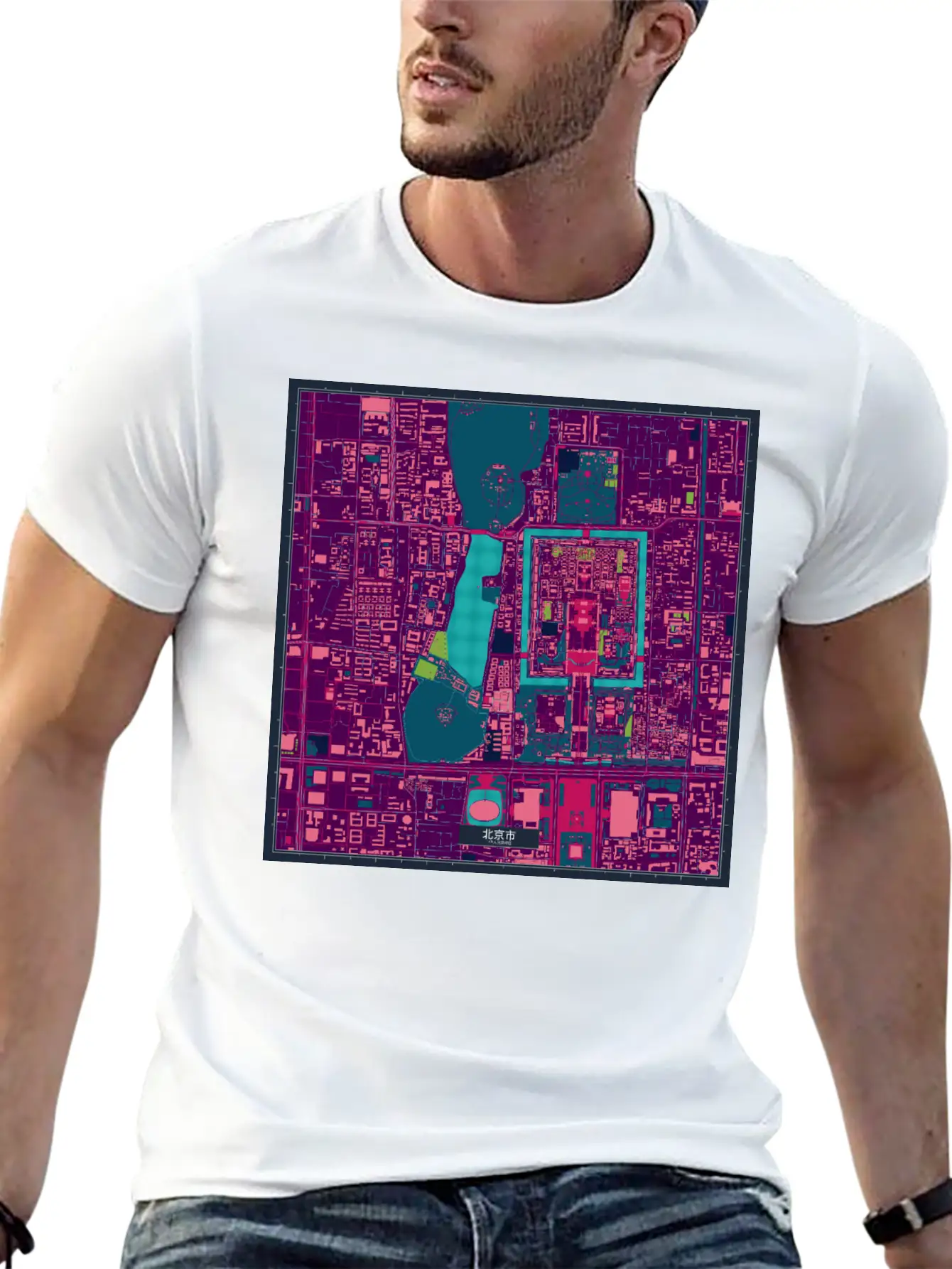 Beijing Cyberpunk Map Relaxed Everyday Tee – Lightweight And Durable Cotton