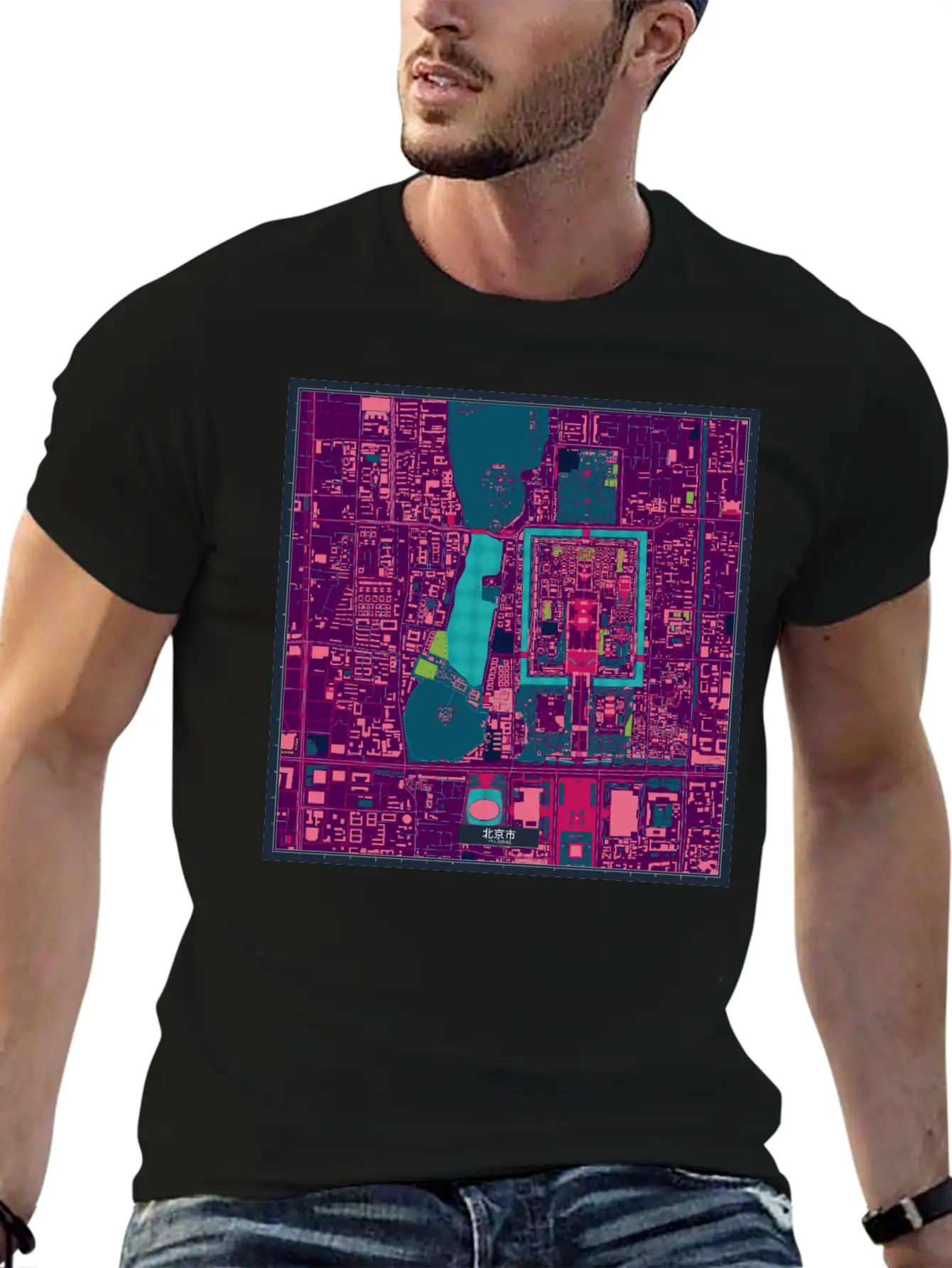 Beijing Cyberpunk Map Relaxed Everyday Tee – Lightweight And Durable Cotton