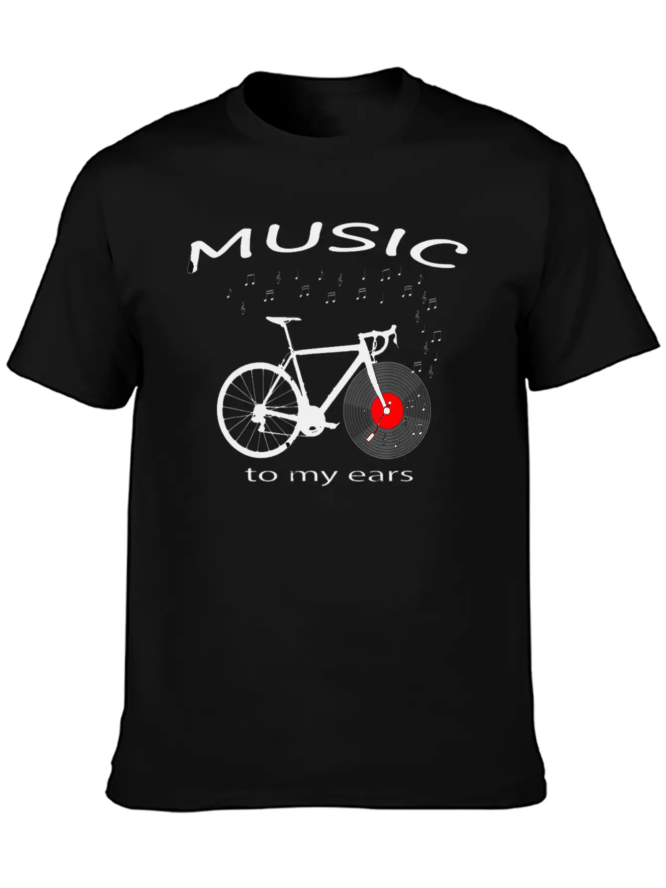 Bicycle Vinyl Record Player Tshirt Music To My Stylish Everyday T-Shirt – Unisex Basic Cotton Tee