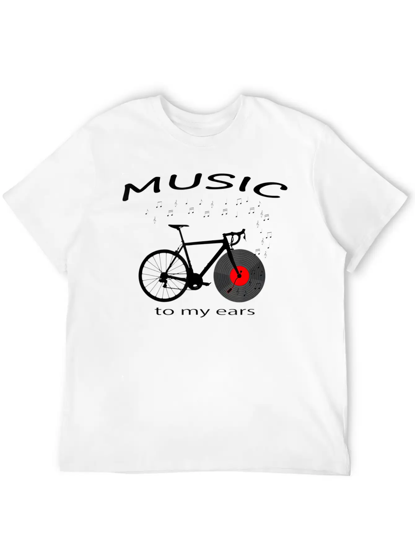 Bicycle Vinyl Record Player Tshirt Music To My Stylish Everyday T-Shirt – Unisex Basic Cotton Tee
