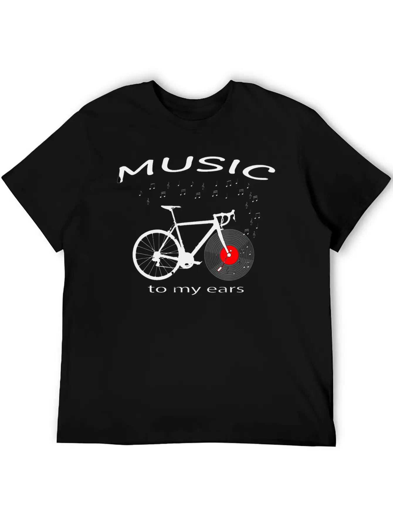 Bicycle Vinyl Record Player Tshirt Music To My Stylish Everyday T-Shirt – Unisex Basic Cotton Tee