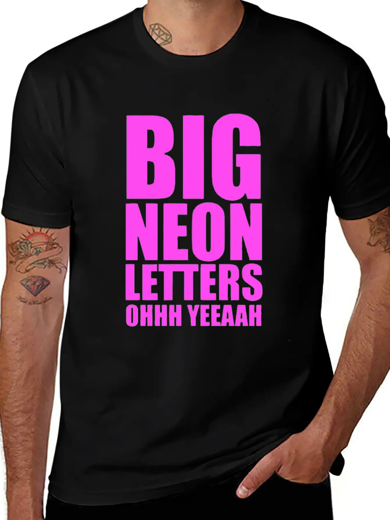 Big Neon Letters T Shirt Breathable Graphic T-Shirt – Perfect For Casual Days