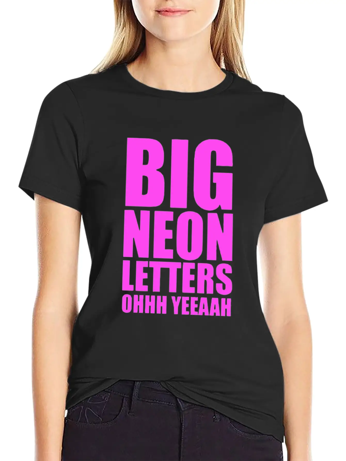 Big Neon Letters T Shirt Breathable Graphic T-Shirt – Perfect For Casual Days