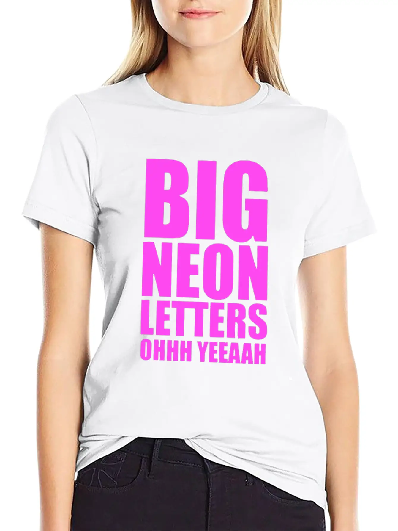 Big Neon Letters T Shirt Breathable Graphic T-Shirt – Perfect For Casual Days